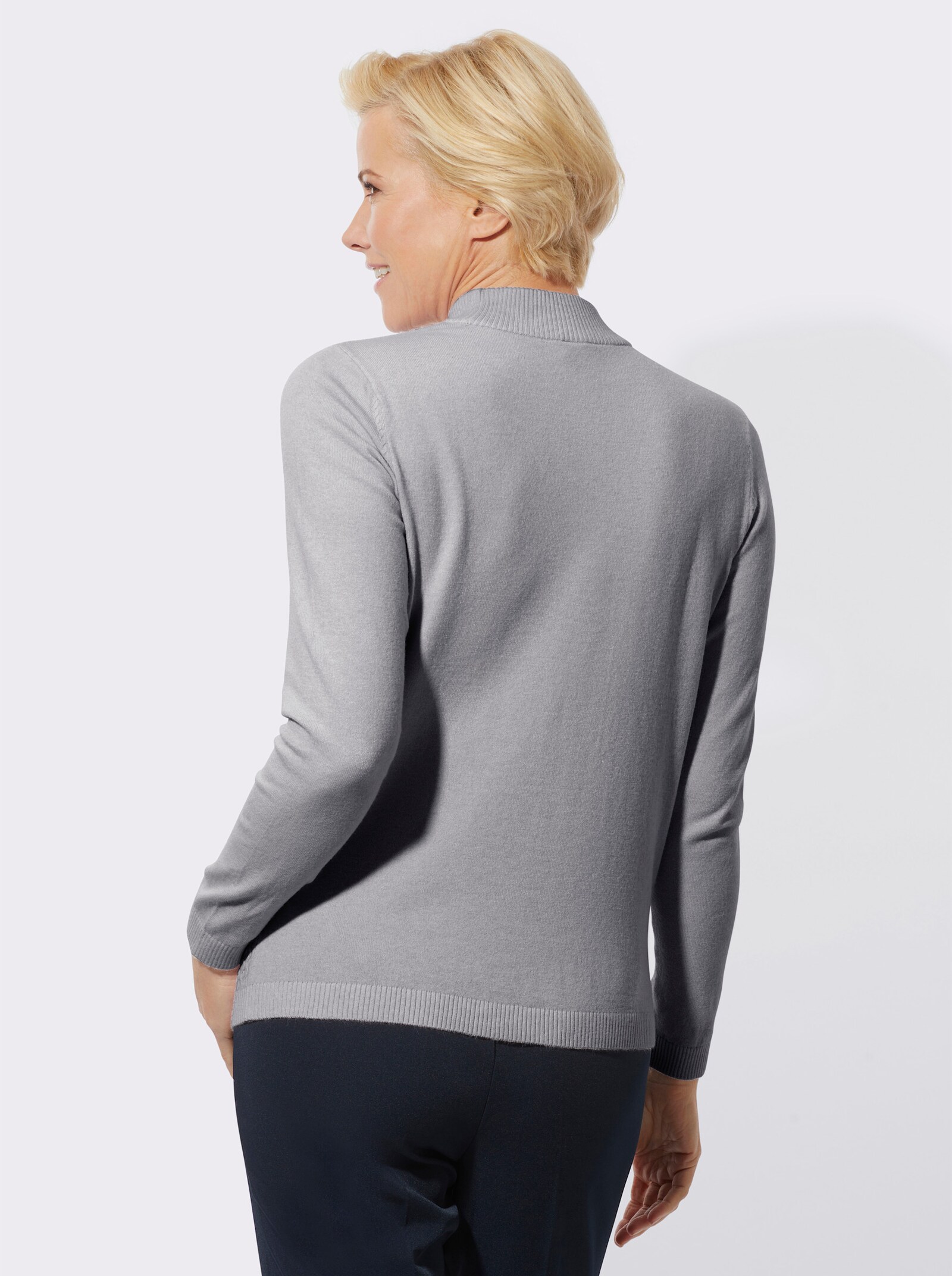 Stehkragenpullover in superweicher Qualität - steingrau