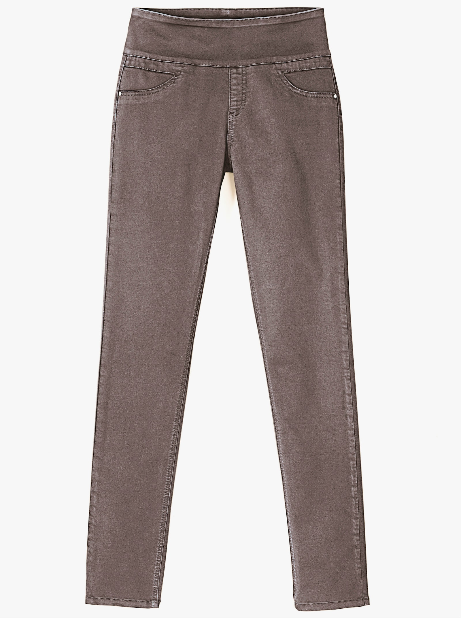 Schlupfhose mit hohem Dehnbund - dunkeltaupe