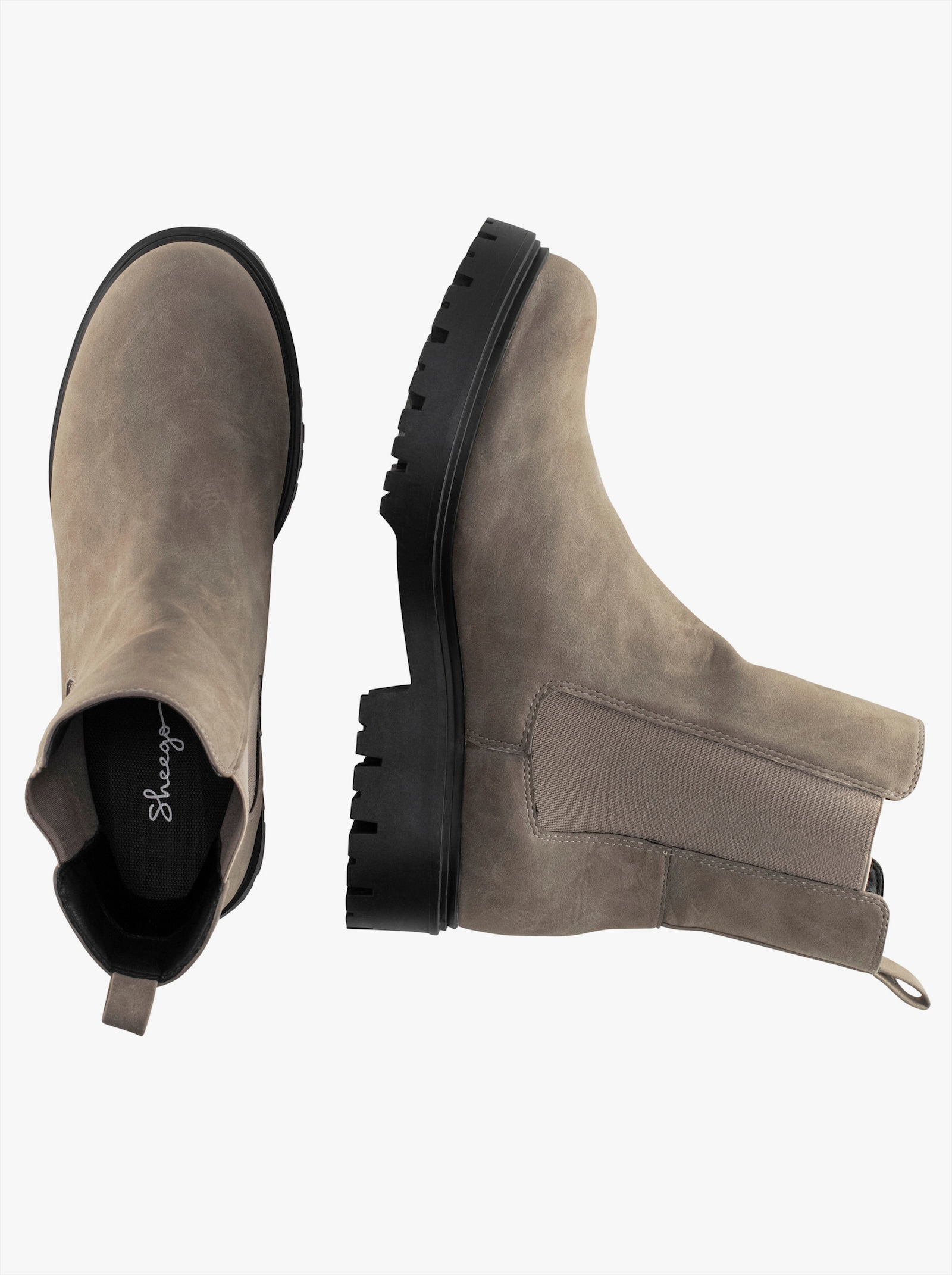 sheego Ankleboots aus Velourslederimitat - taupe