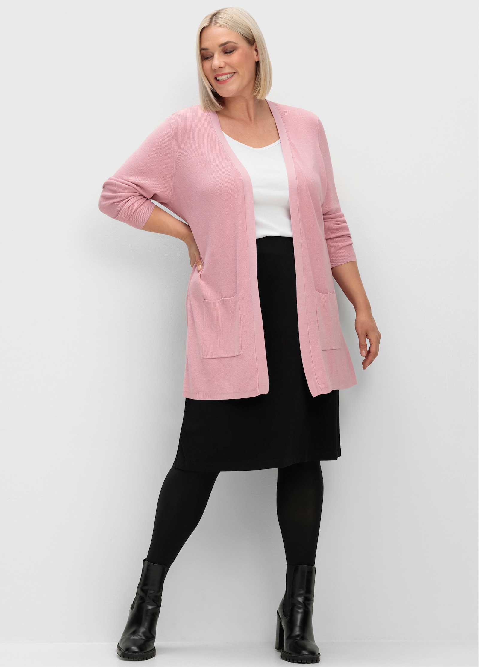 Longstrickjacke in Viskose-Qualität - hortensie