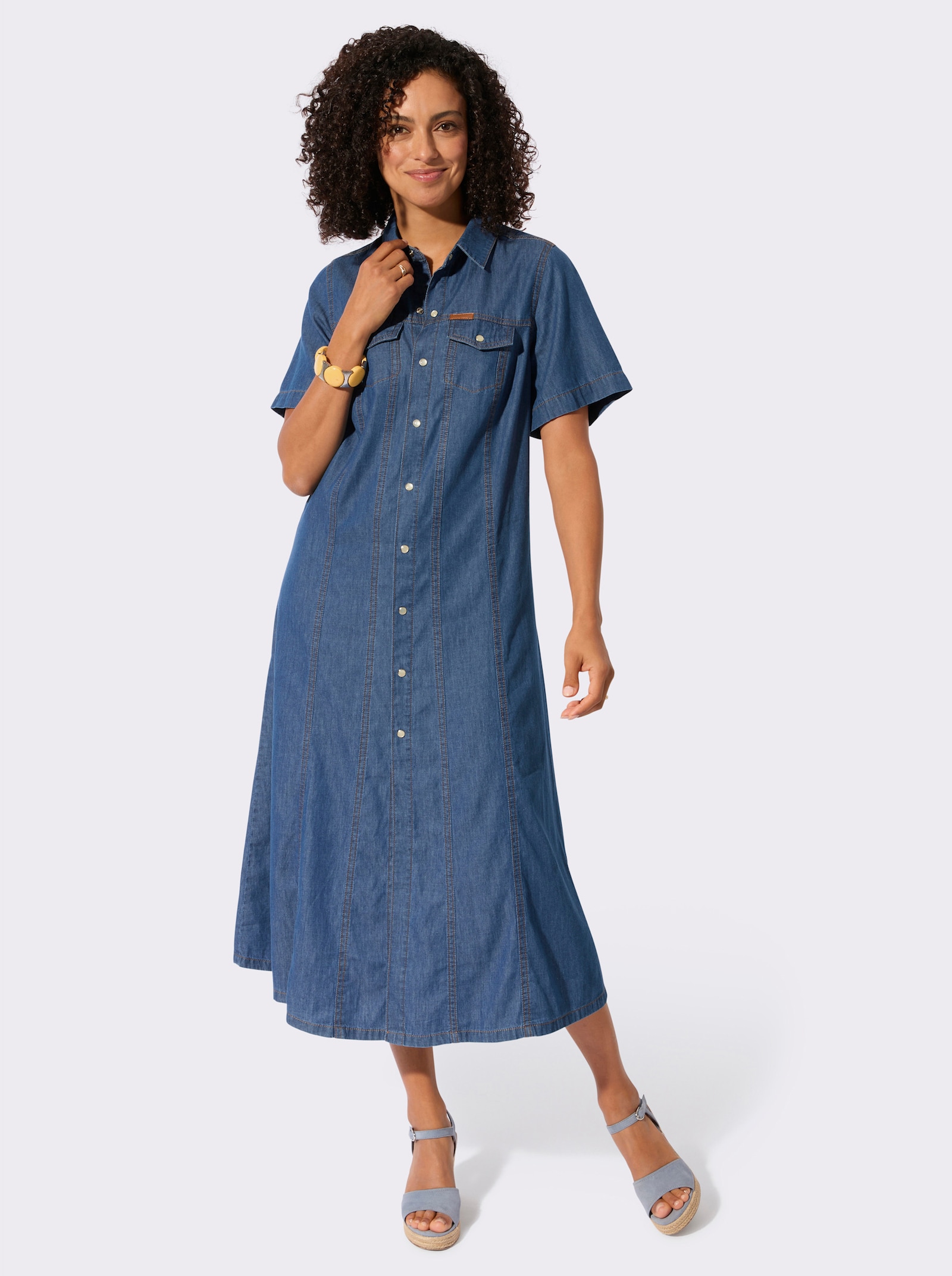 Jeanskleid in A-Form - blue-stone-washed