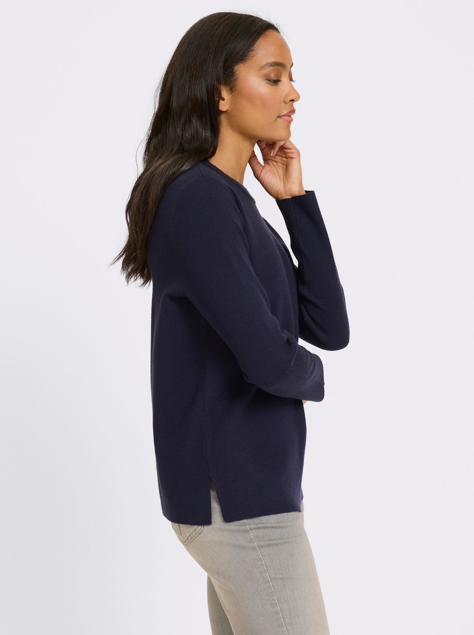 heine Pullover mit Seitenschlitzen - marine