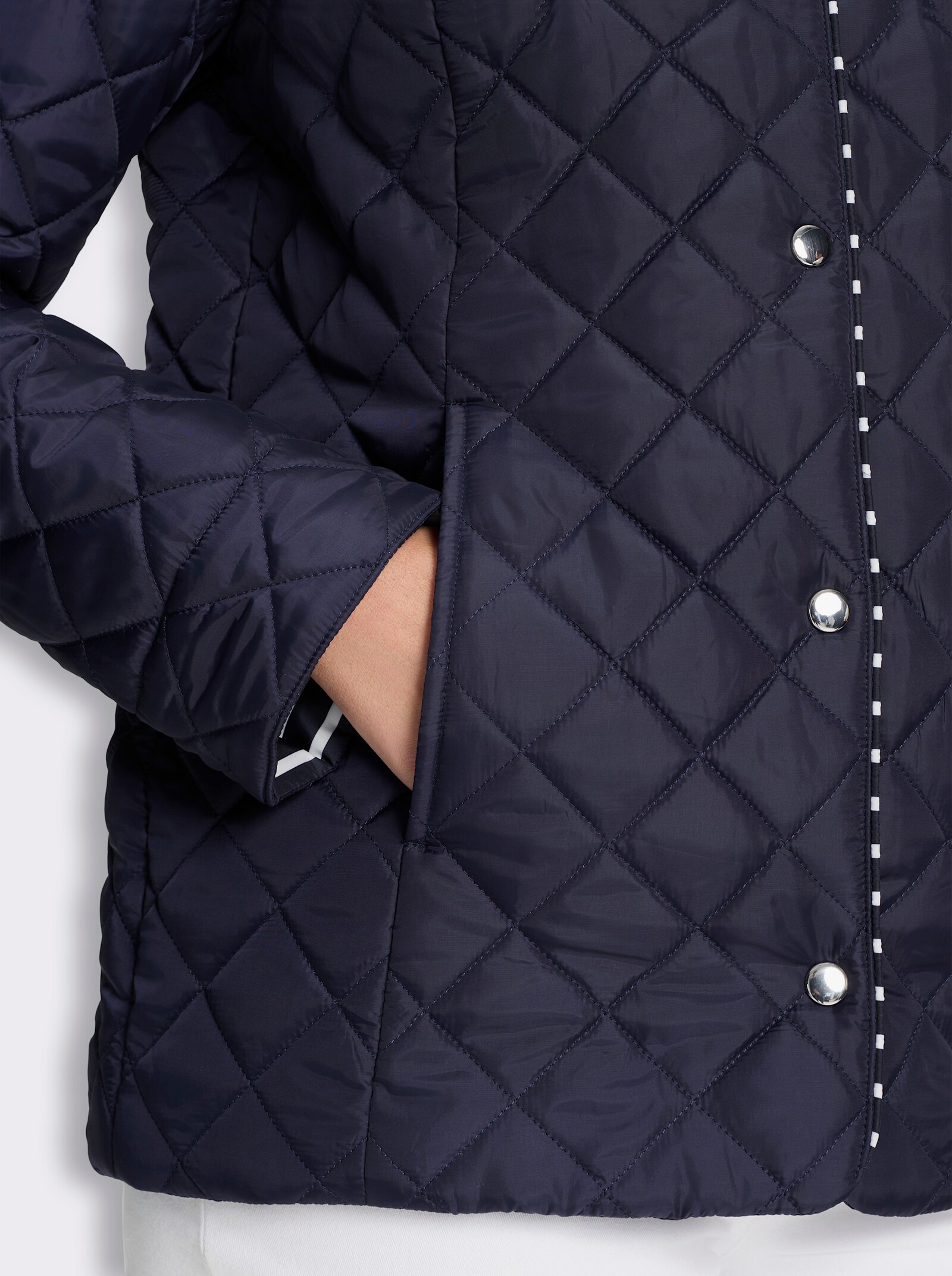 Steppjacke mit Streifen-Details - marine