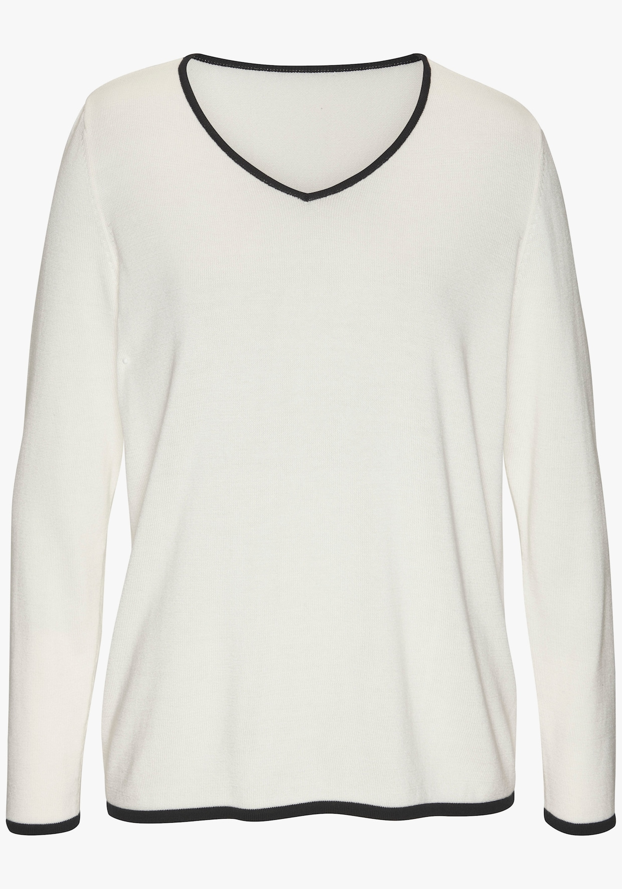 Vivance V-Ausschnitt-Pullover - weiß-schwarz