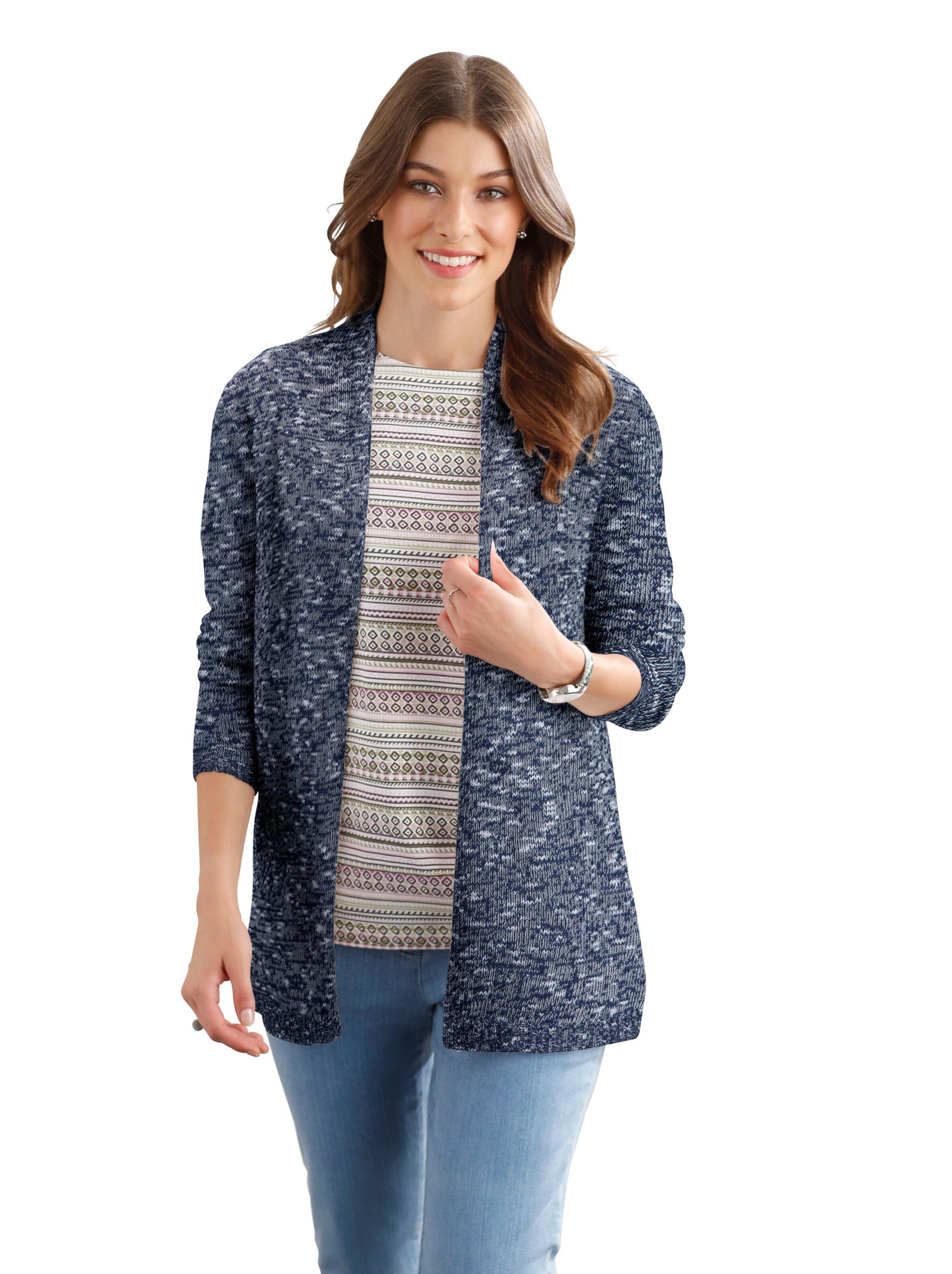 Strickjacke - marine-meliert