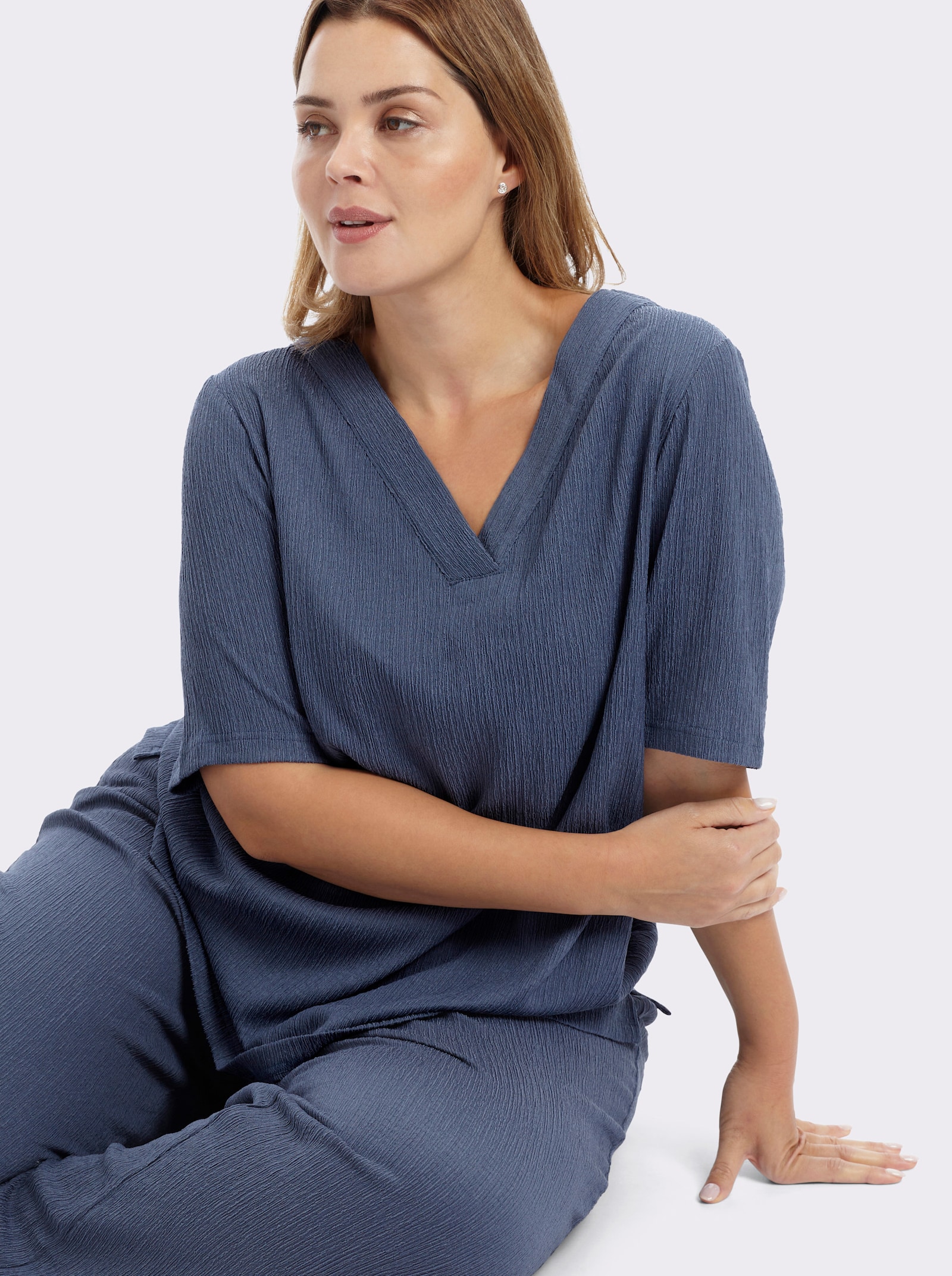 sheego Blusenshirt mit Halbarmen - rauchblau