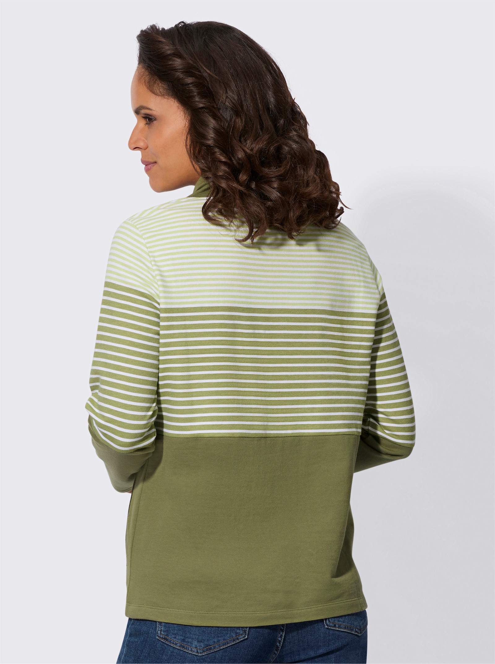 Sweatshirt mit Taschen - schilf-ecru-geringelt