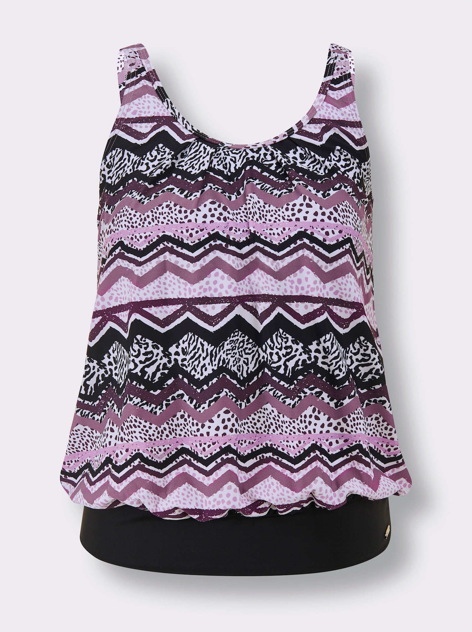 feel good Haut de tankini au motif zigzag - violet-noir imprimé