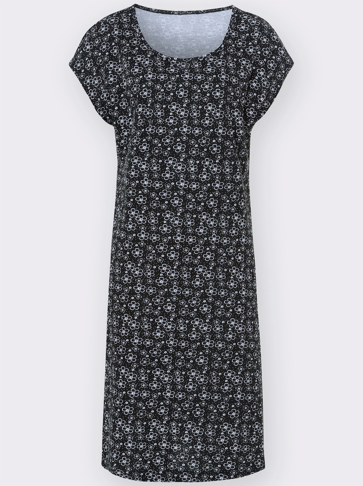 Džersejové šaty - Čierny vzor Mille Fleurs