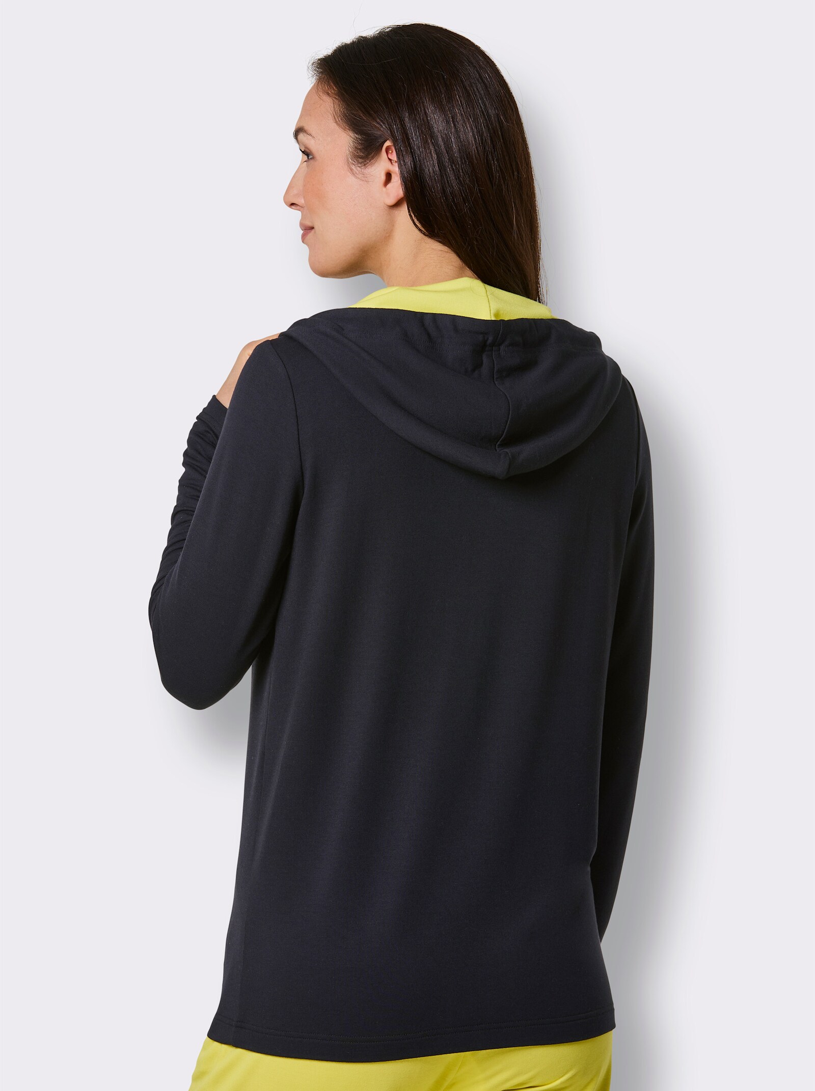 CREATION L PREMIUM Jacke mit Glitzersteinchen-Applikation - schwarz-limone