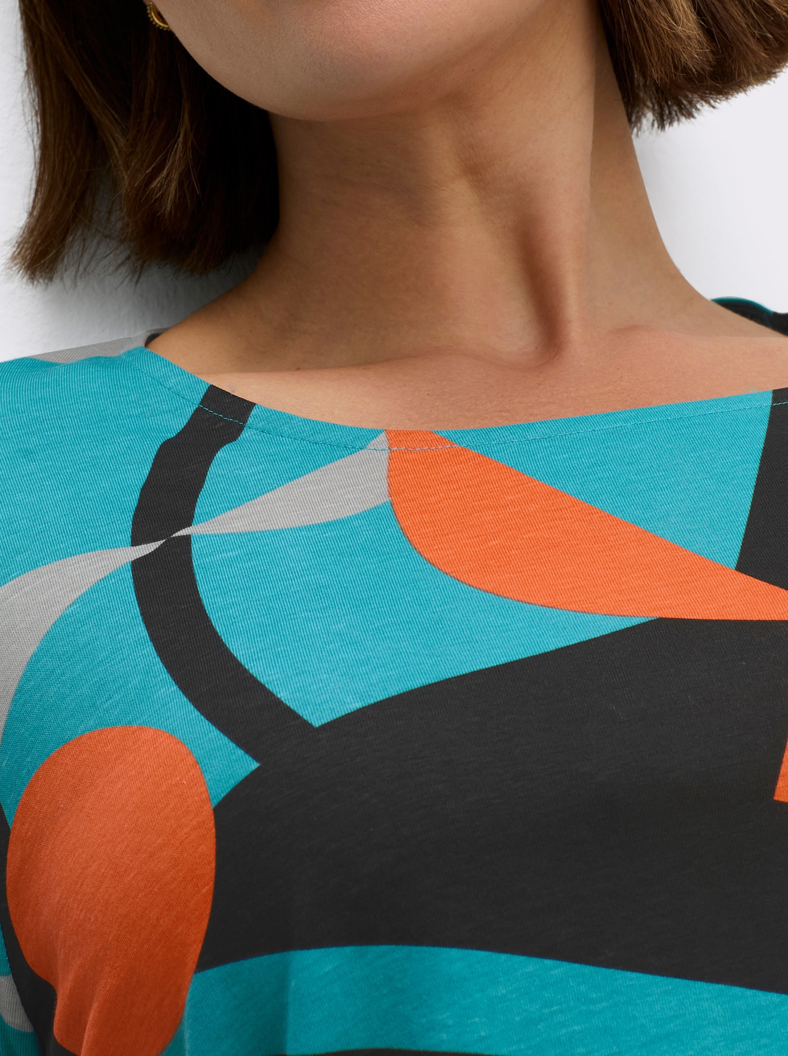 Longshirt mit Grafik-Druck - schwarz-türkis-bedruckt