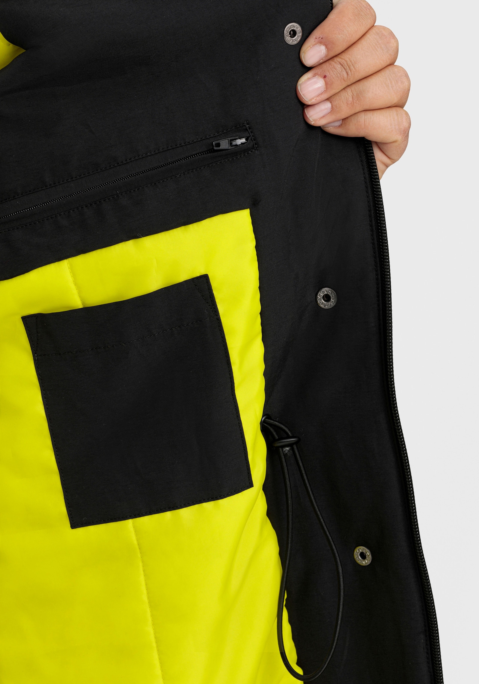 sheego Parka avec doublure contrastée - noir