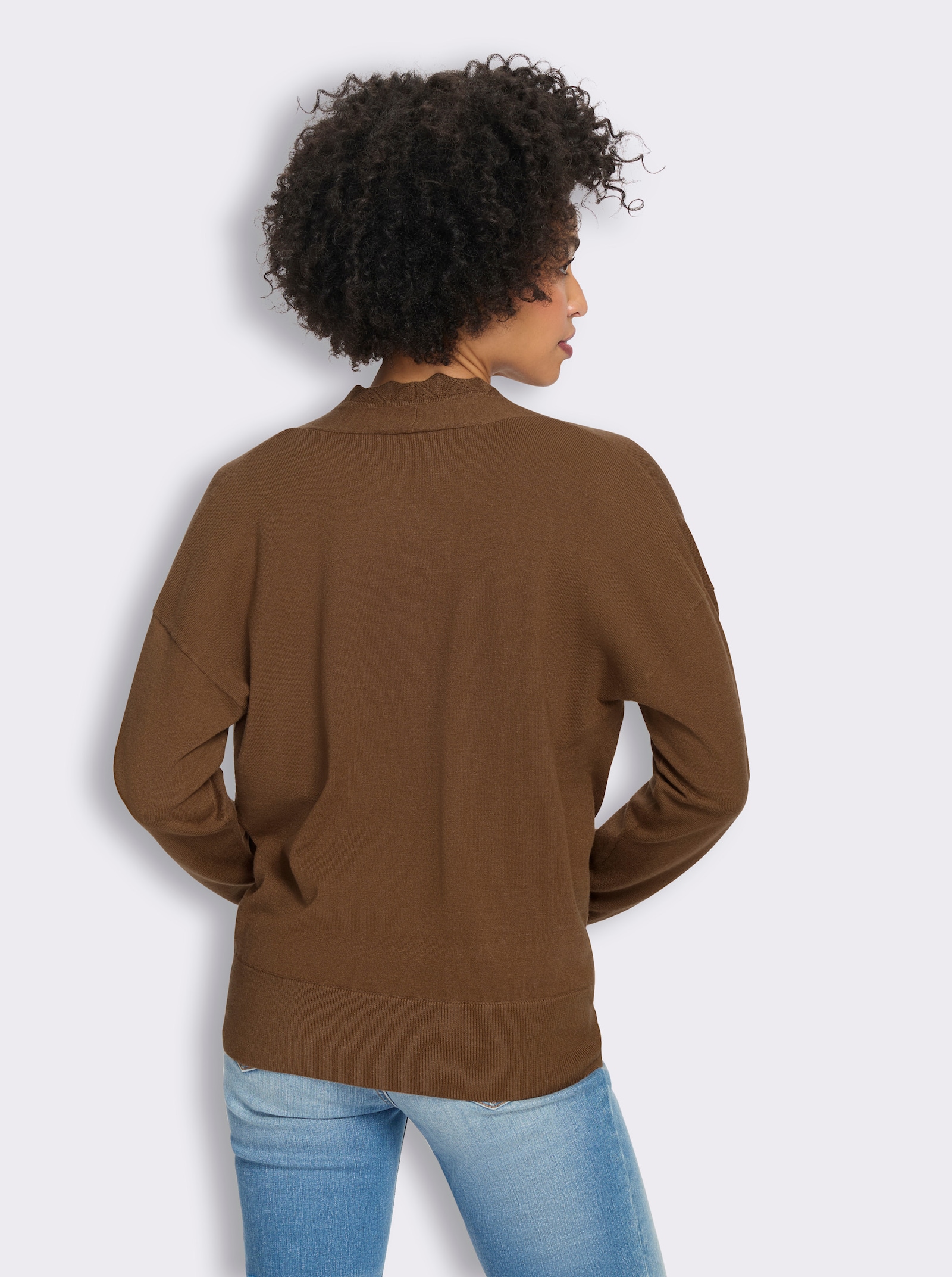 heine Feinstrickpullover in Wickel-Optik - braun