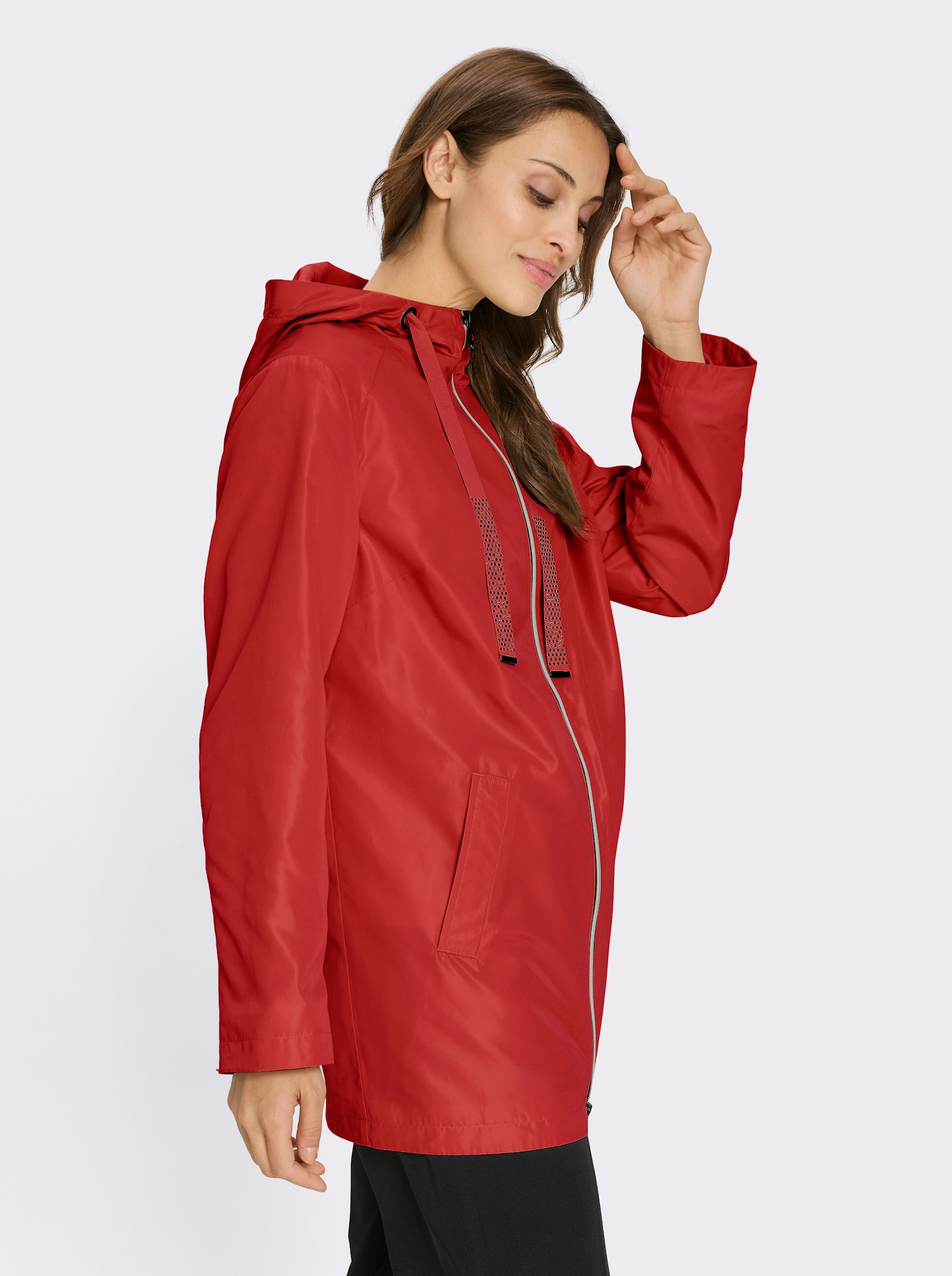 Outdoorjacke mit knöpfbarer Innentasche - rot