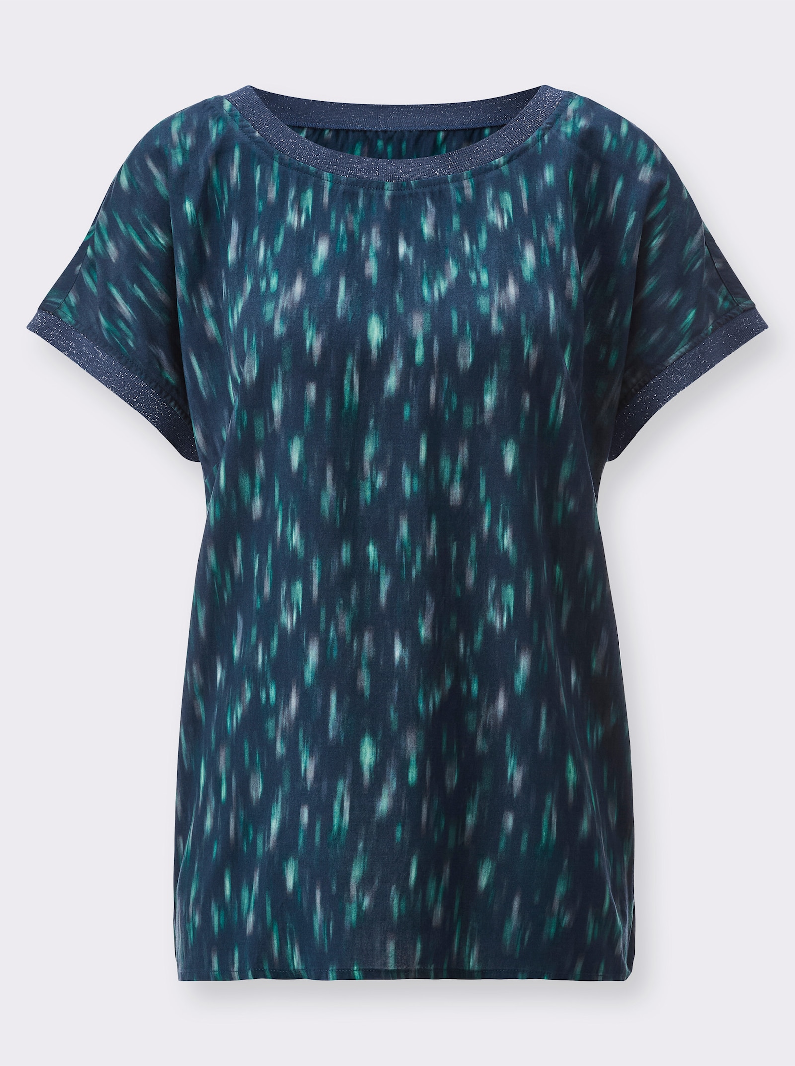 Druckbluse aus reiner, edler Viskose - dunkelblau-salbei-bedruckt