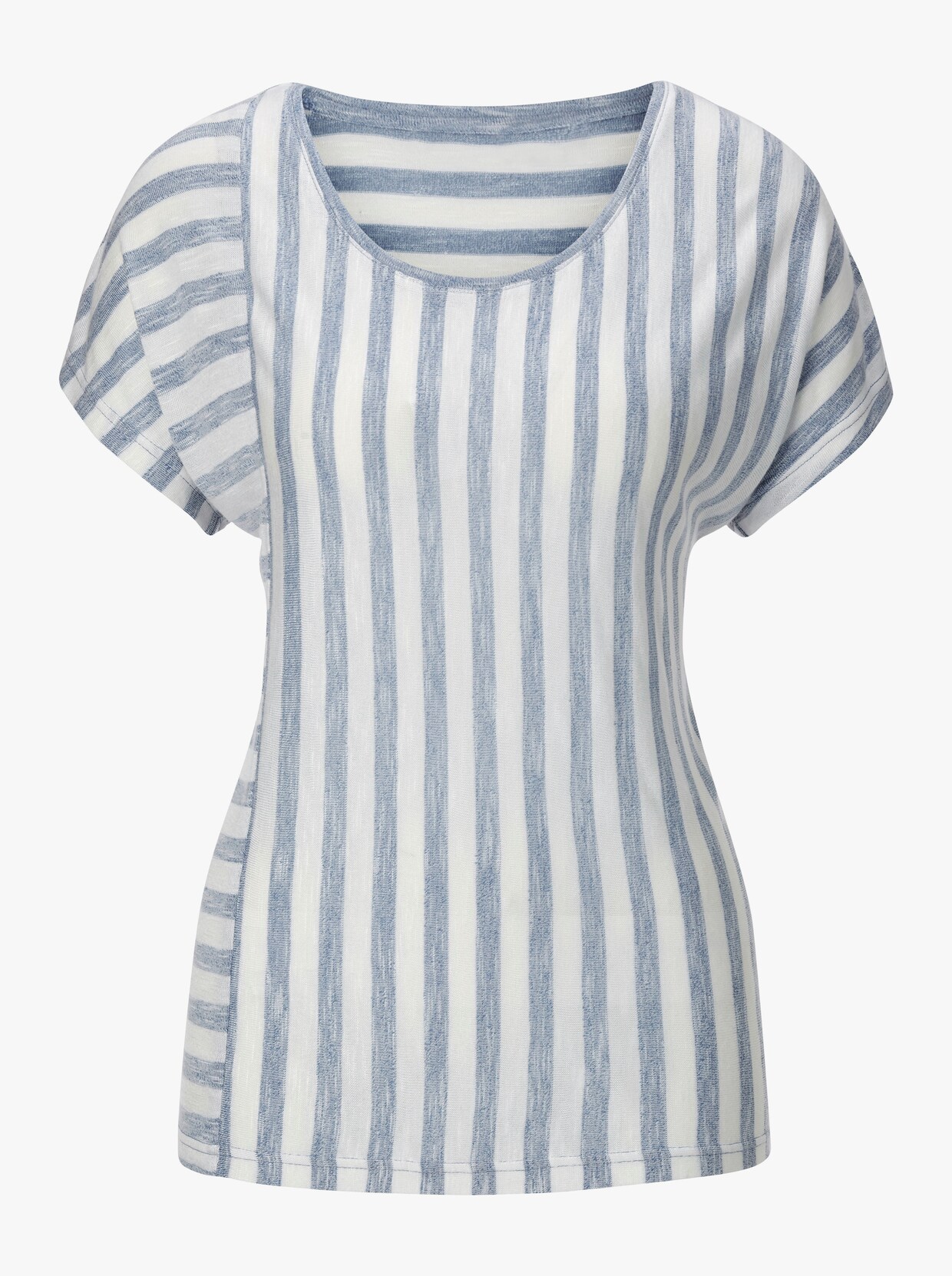 Kurzarmshirt - jeansblau-gestreift