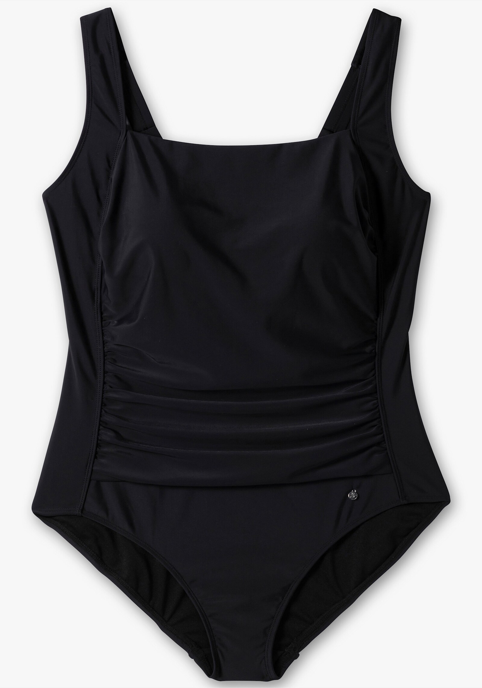 sheego Badeanzug mit Raffung und Shaping-Einsatz - schwarz