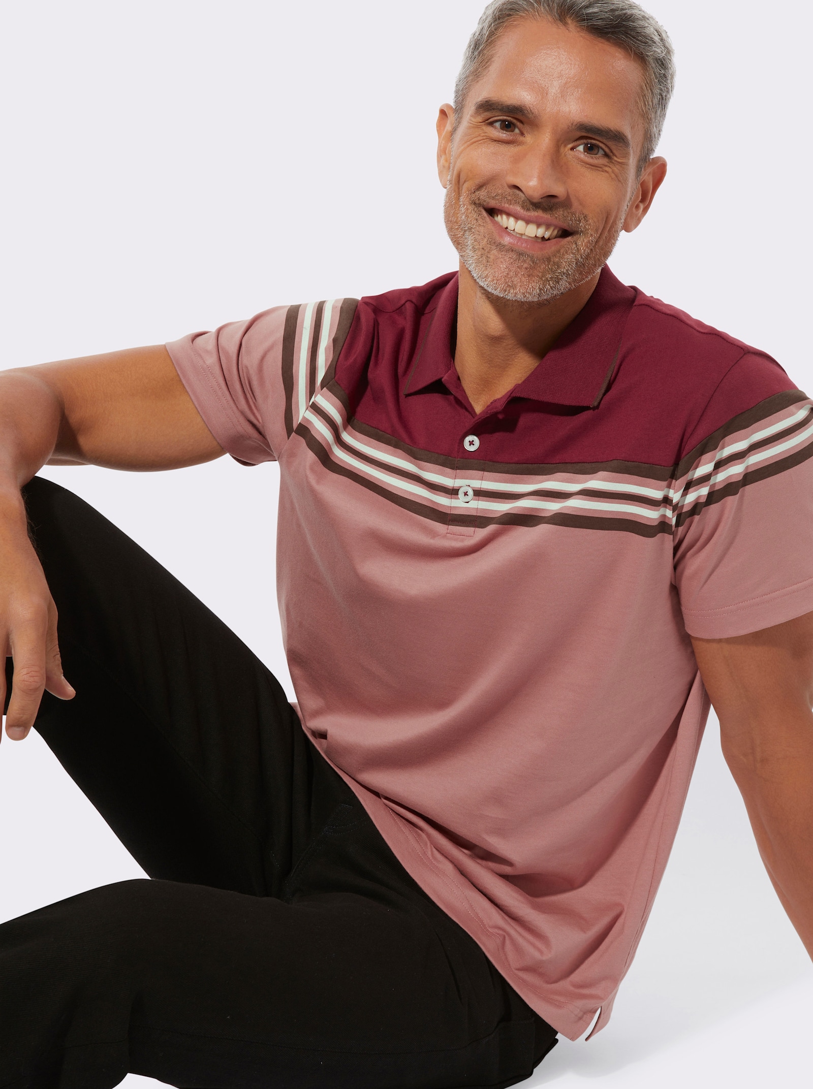 Polokošeľa-farebné kontrasty - tmavočervená-ružové drevo