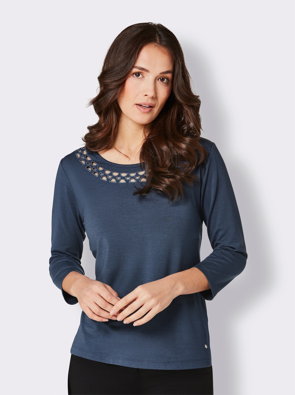 CREATION L PREMIUM 3/4-Arm-Shirt - rauchblau