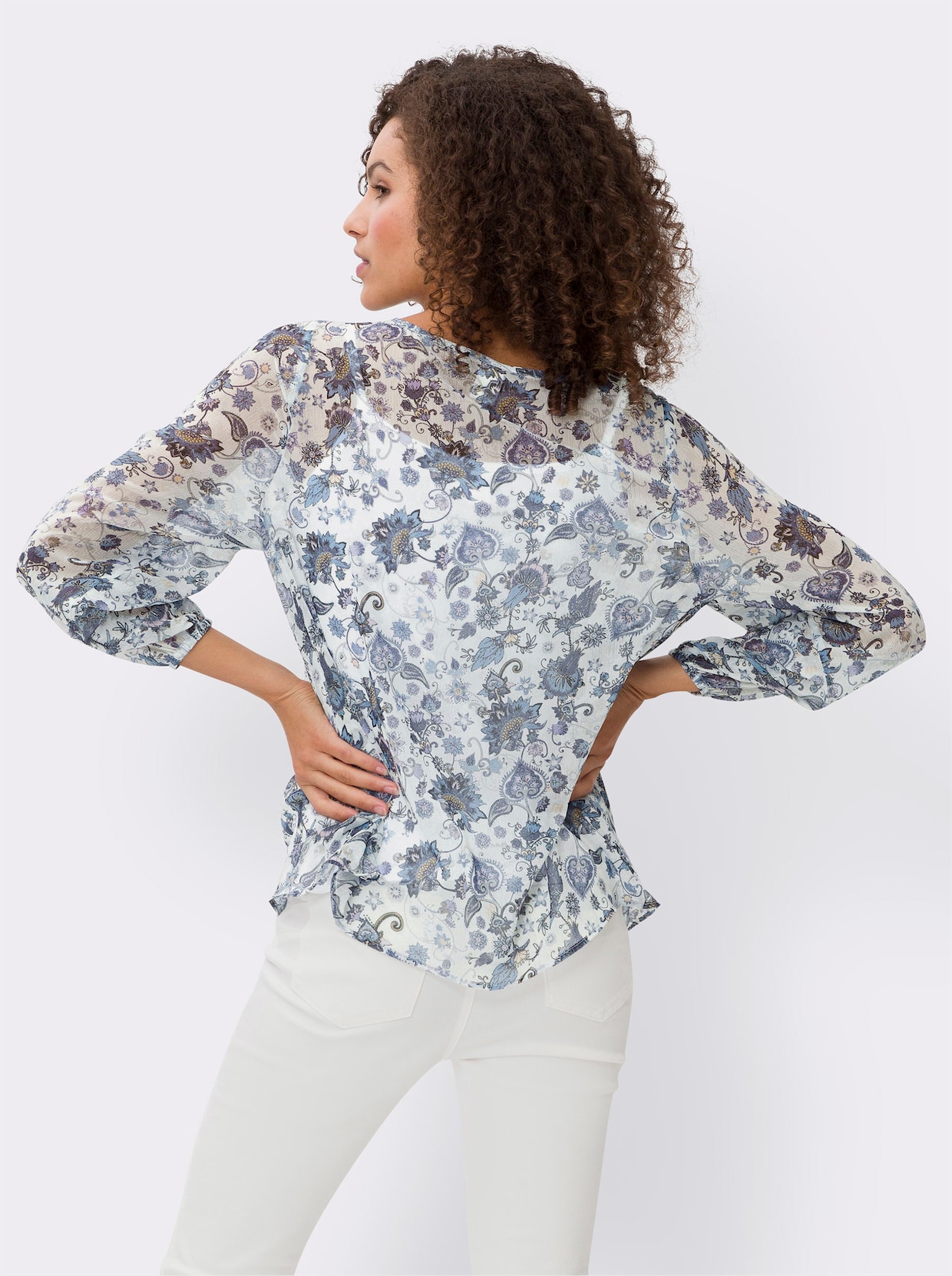 heine Blouse met print - ecru/marine geprint