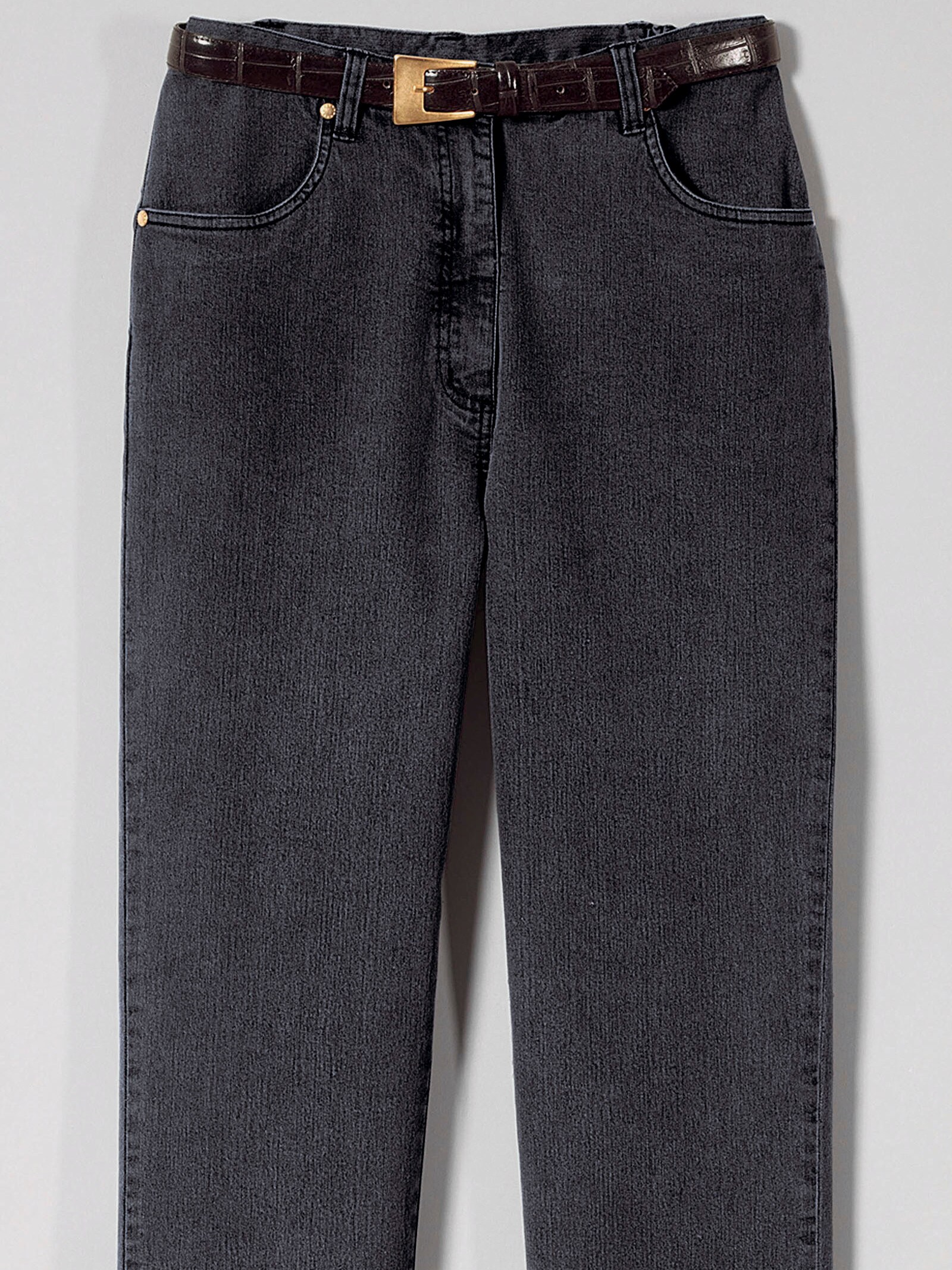 Jeans mit abgerundeten Taschen - black-denim