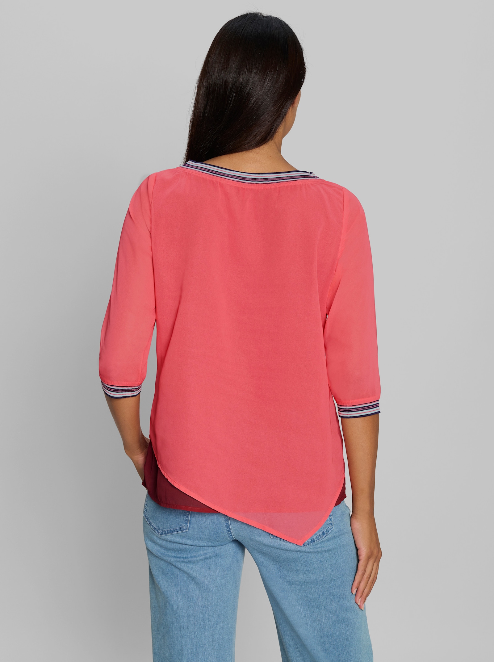 heine Georgettebluse mit asymmetrischem Saum - koralle-rot