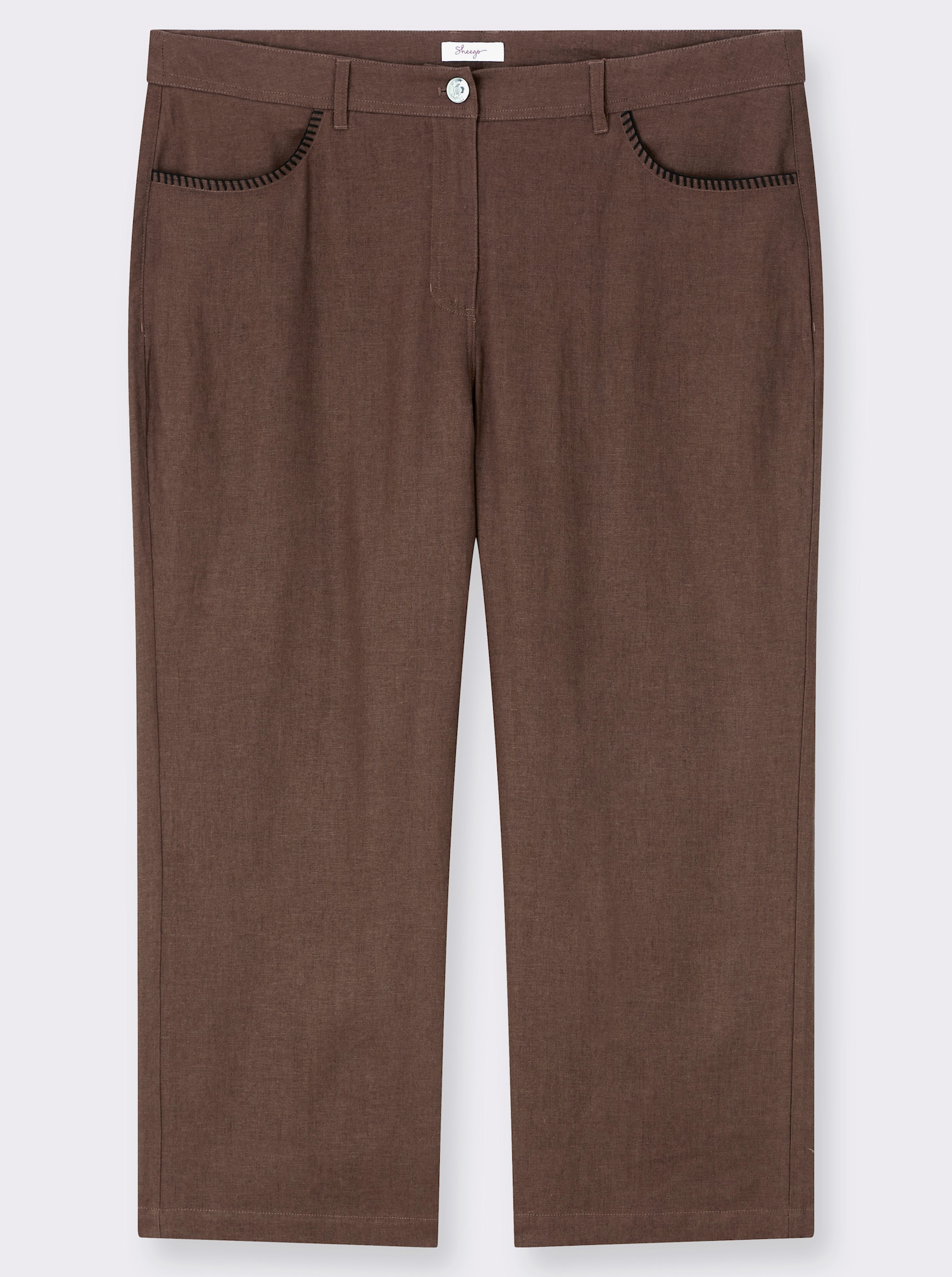 sheego Leinen-Mix-Hose - schoko