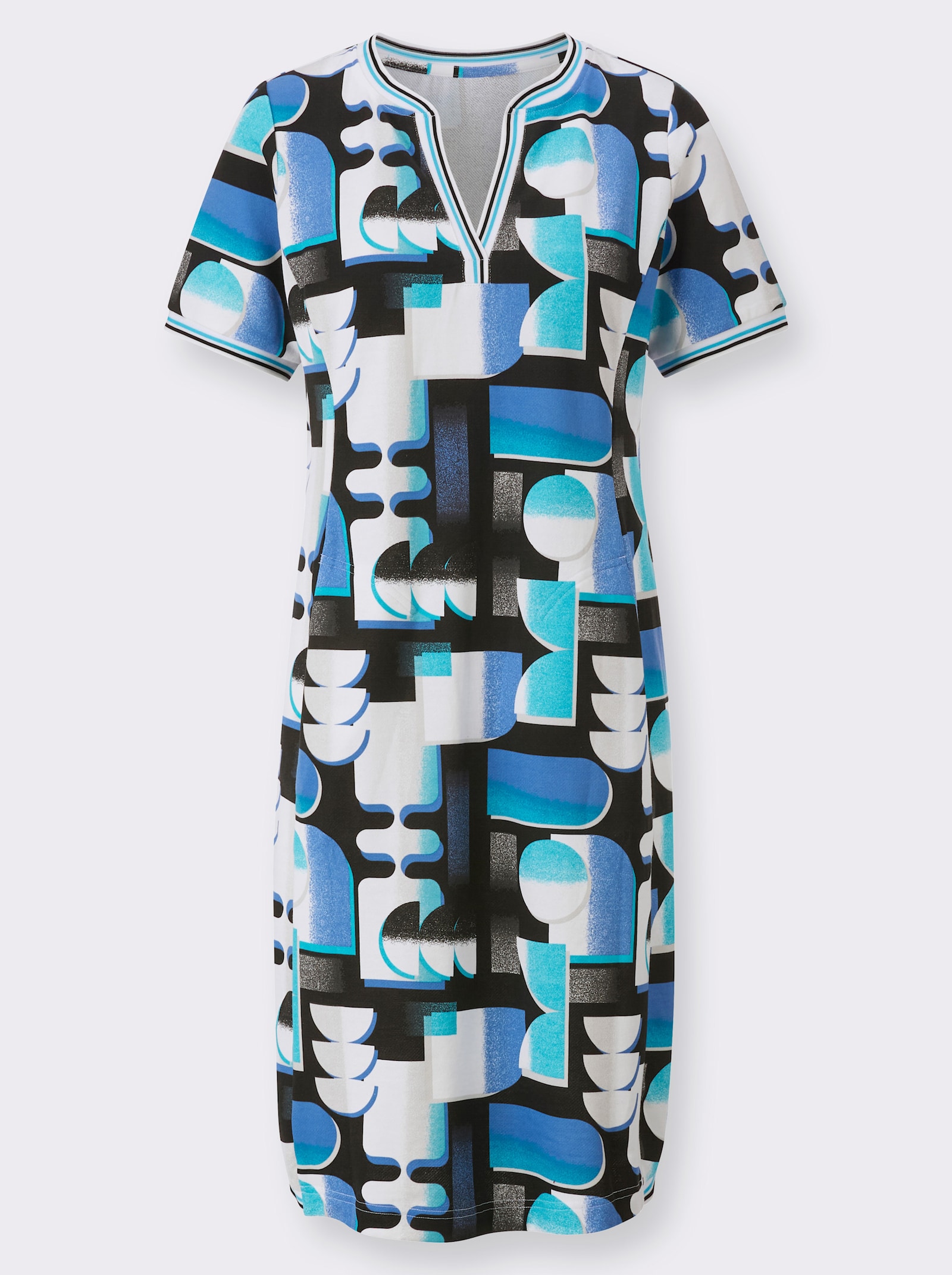 Robe légère en qualité sweat imprimée - turquoise-noir imprimé