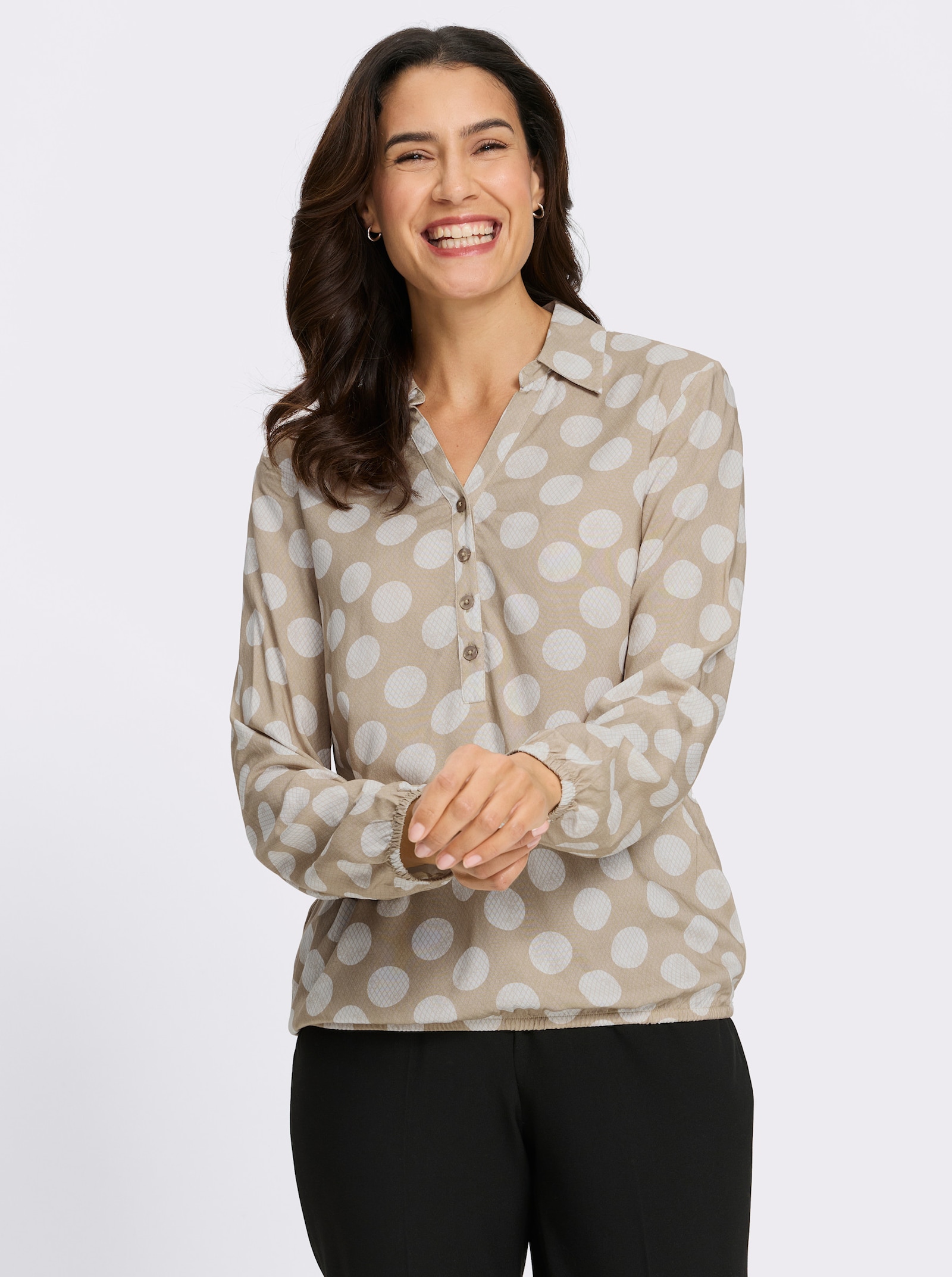 Druckbluse - beige-bedruckt