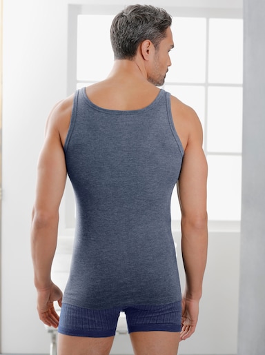 wäschepur men Unterhemd - marine-geringelt