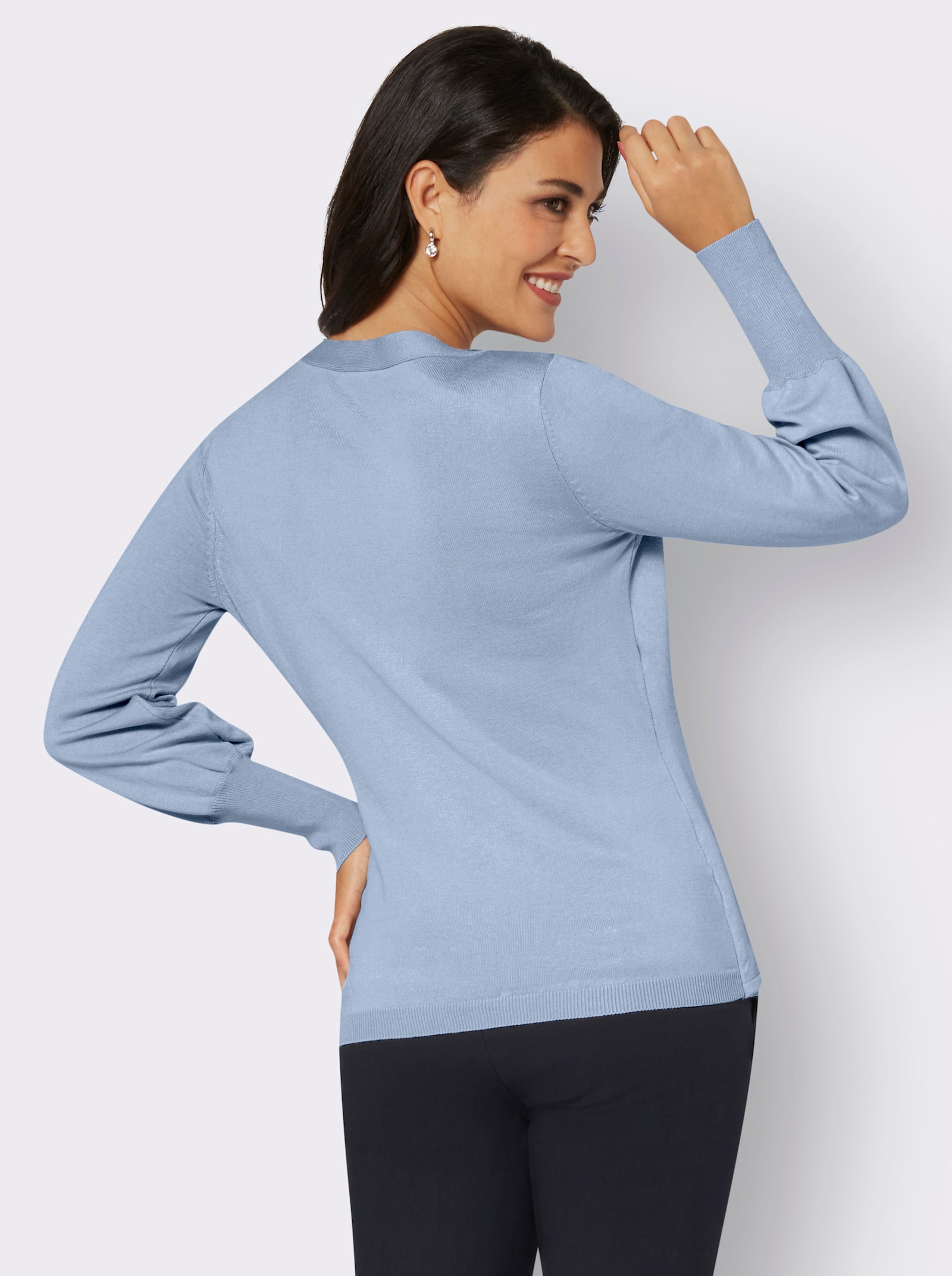 Wickelpullover mit Glitzersteinen - hellblau