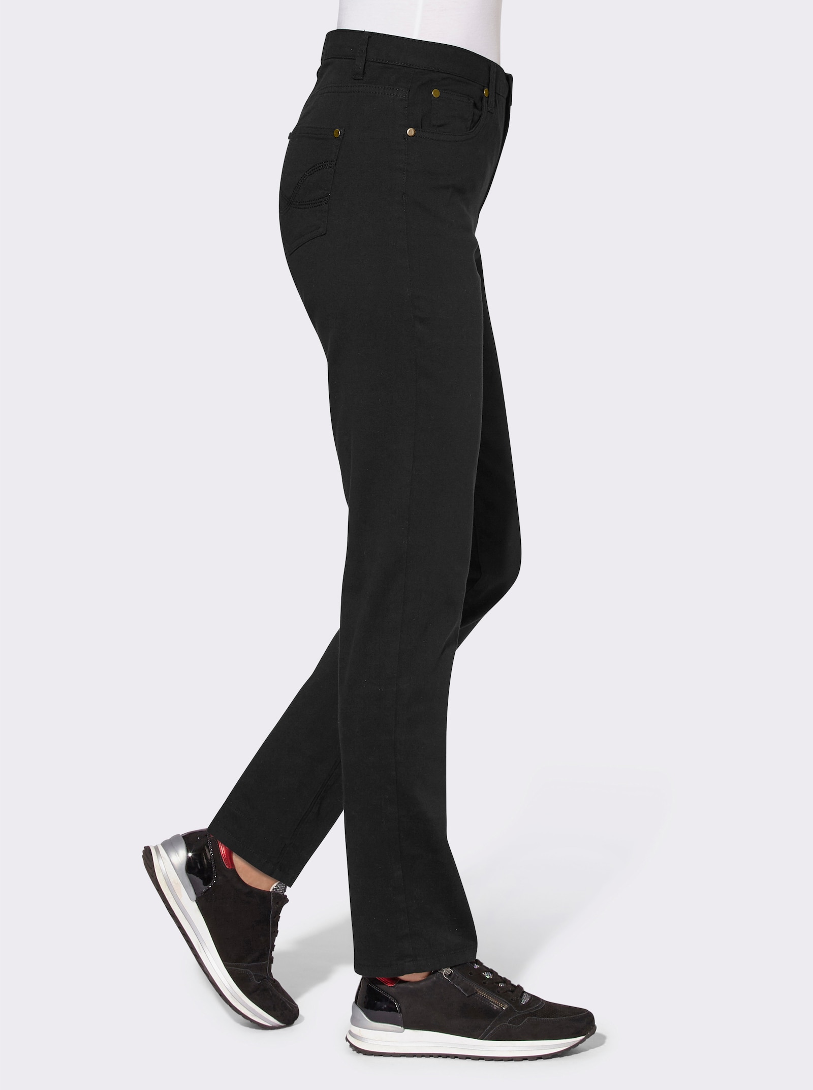 5-Pocket-Jeans mit bestickten Gesäßtaschen - schwarz