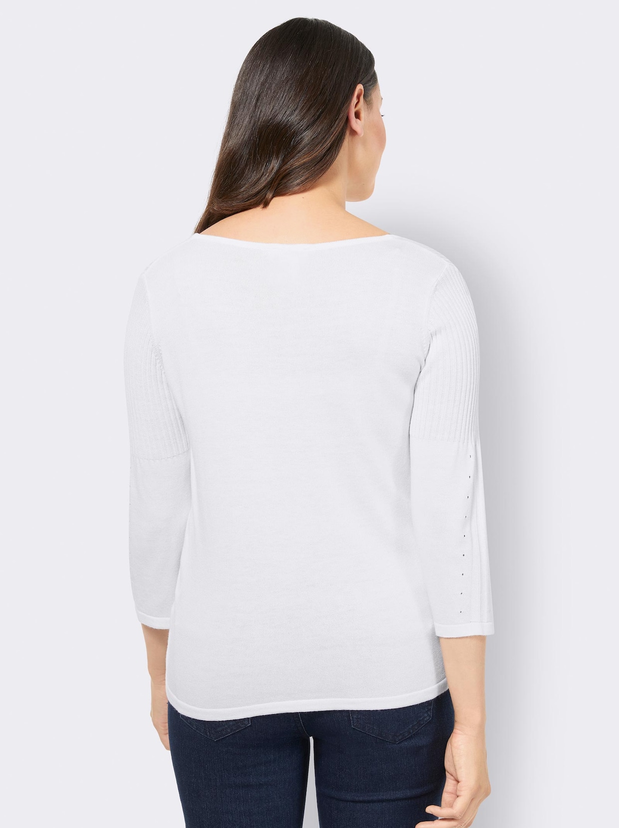 V-Ausschnitt-Pullover - weiß