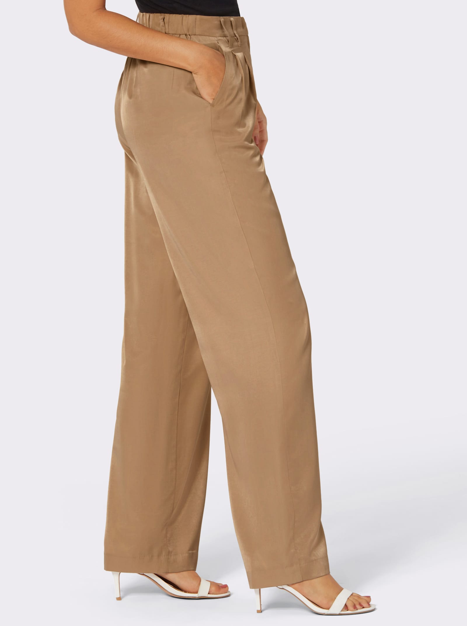 Palazzohose aus Viskose-Mischung - camel