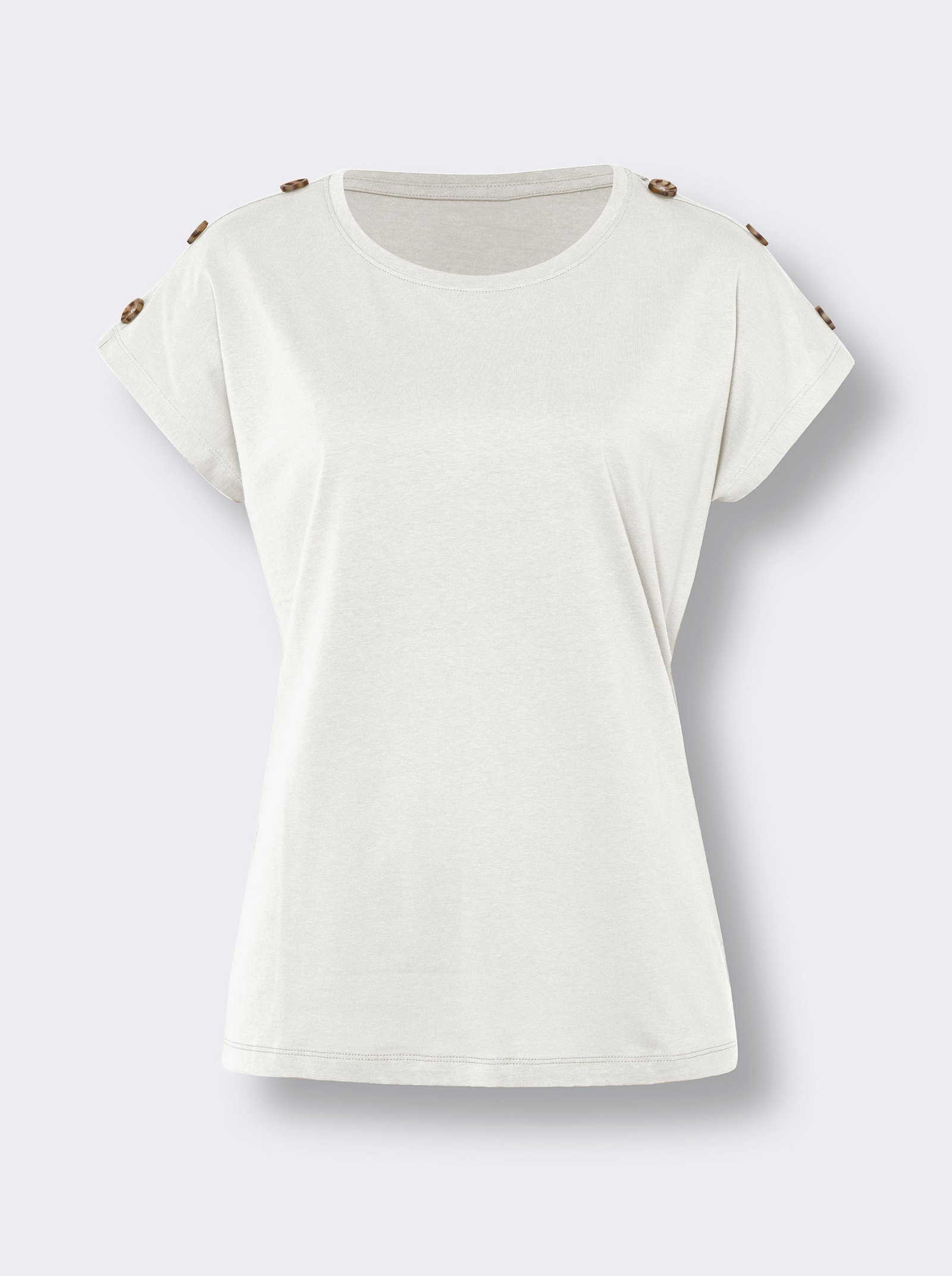 Tričko s krátkým rukávem s knoflíky z imitace rohoviny - ecru