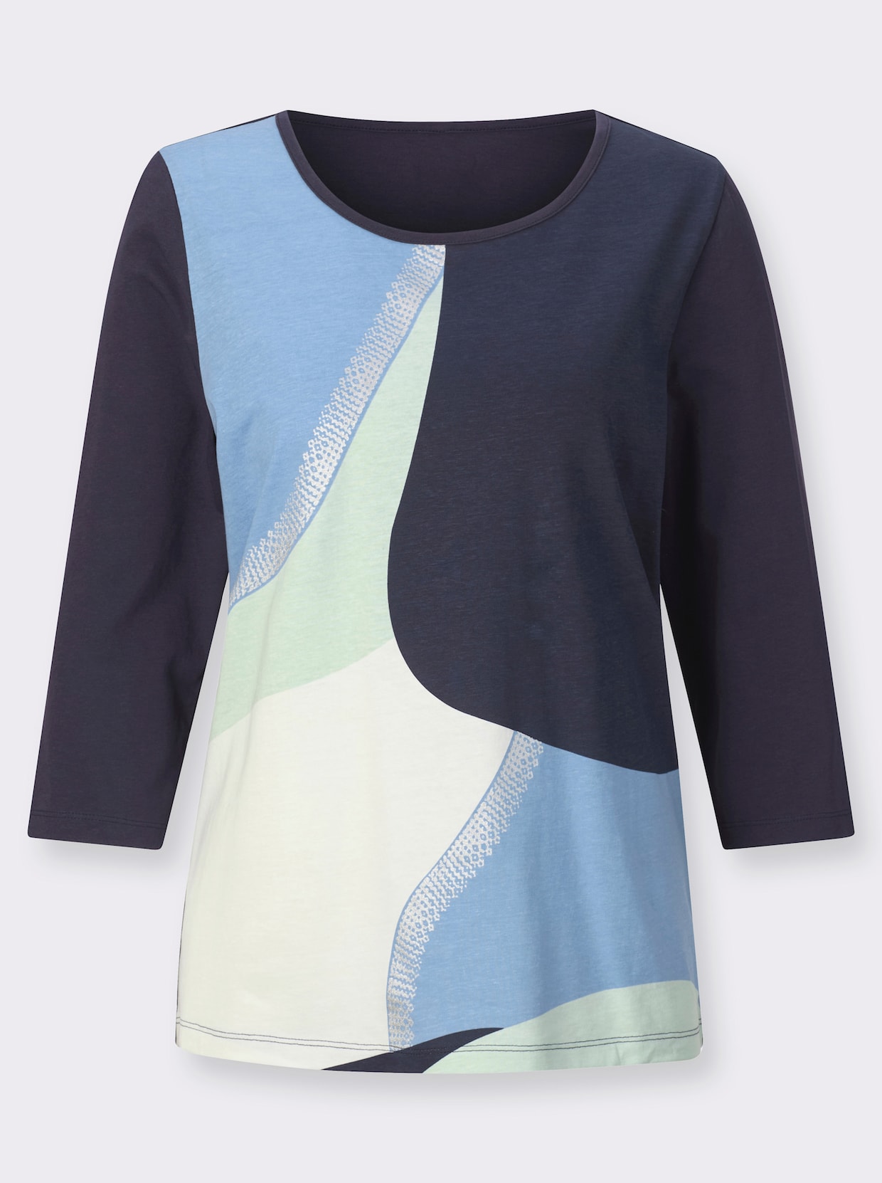 Shirt met 3/4-mouw - ecru/hemels blauw bedrukt