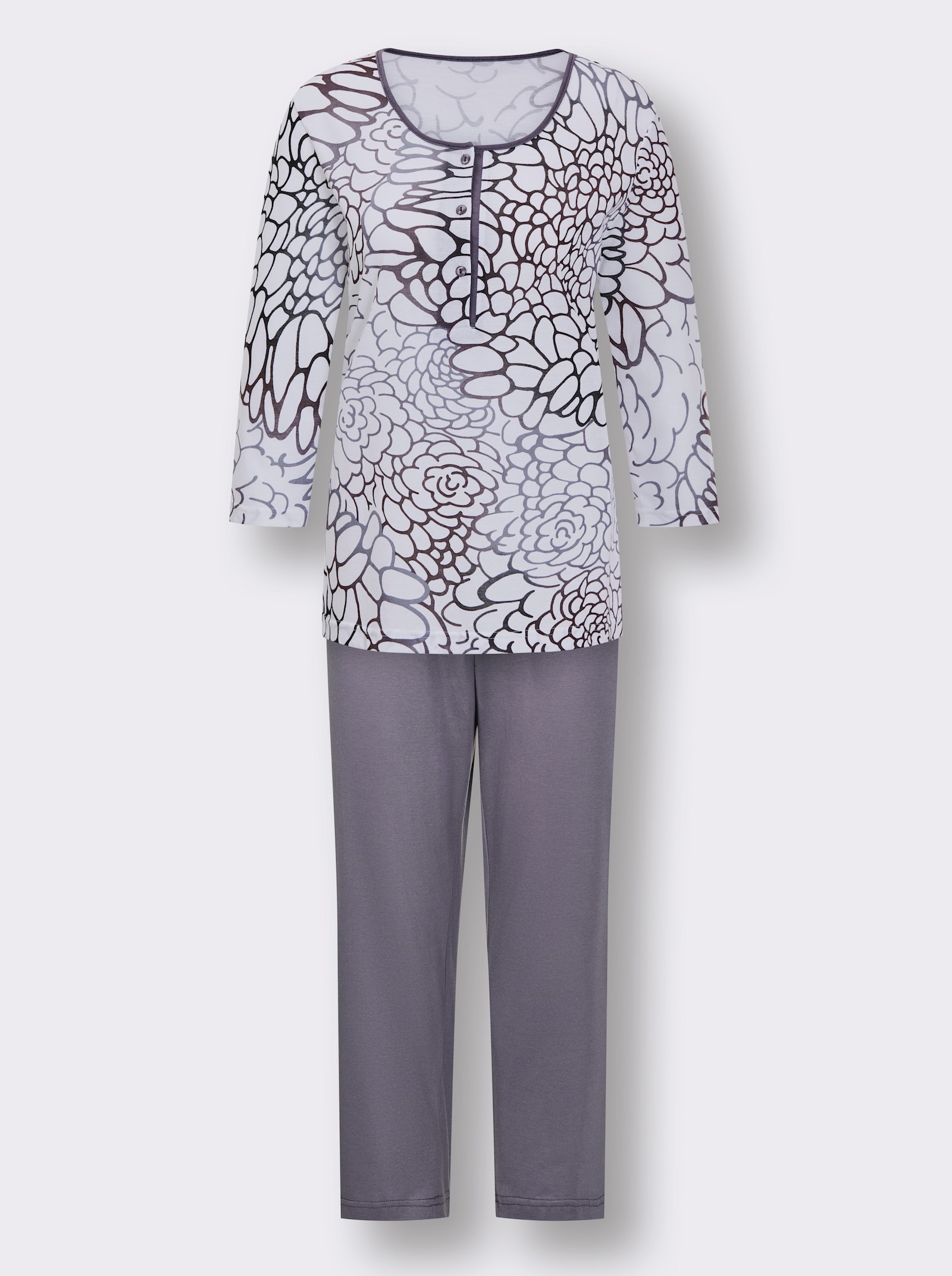 Ascafa Pyjama met 3/4-mouwen - mauve gedessineerd