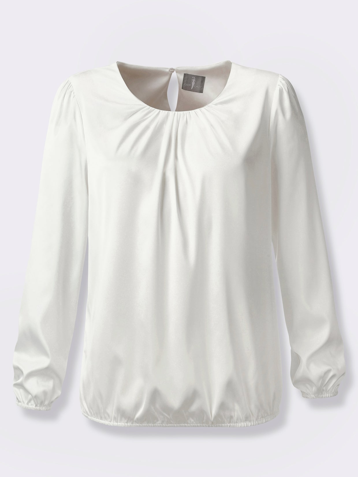 Satinbluse mit Raffungen - ecru
