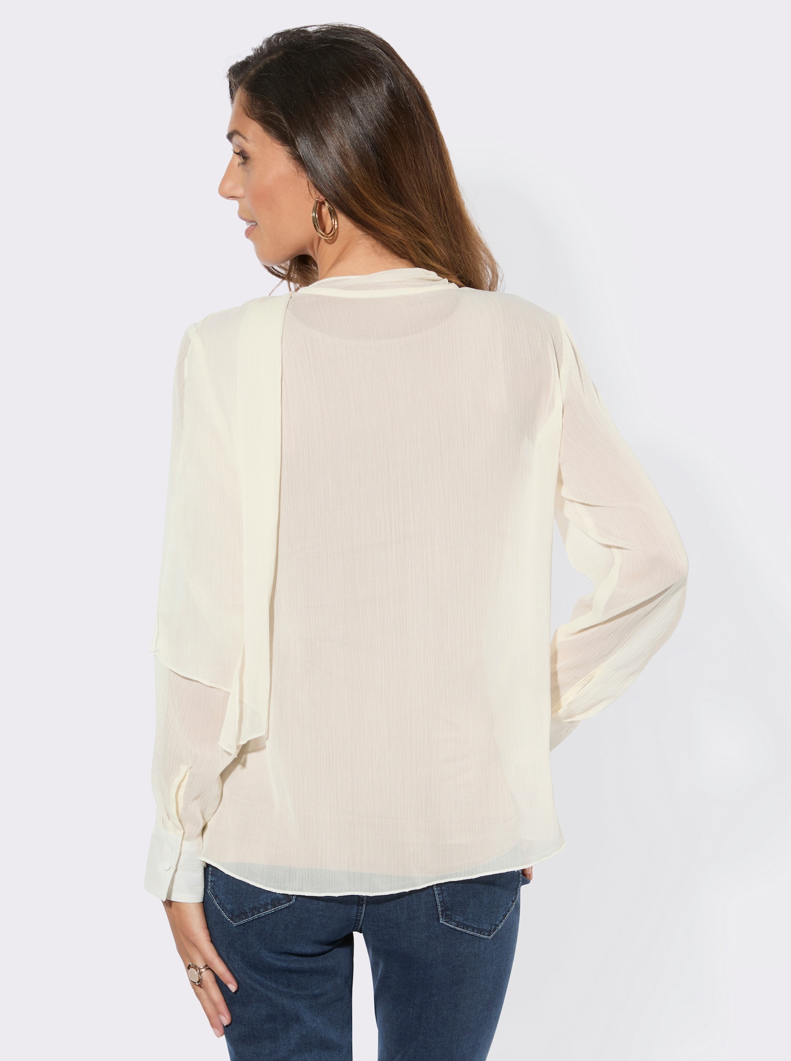 Schlupfbluse mit Schal - champagner
