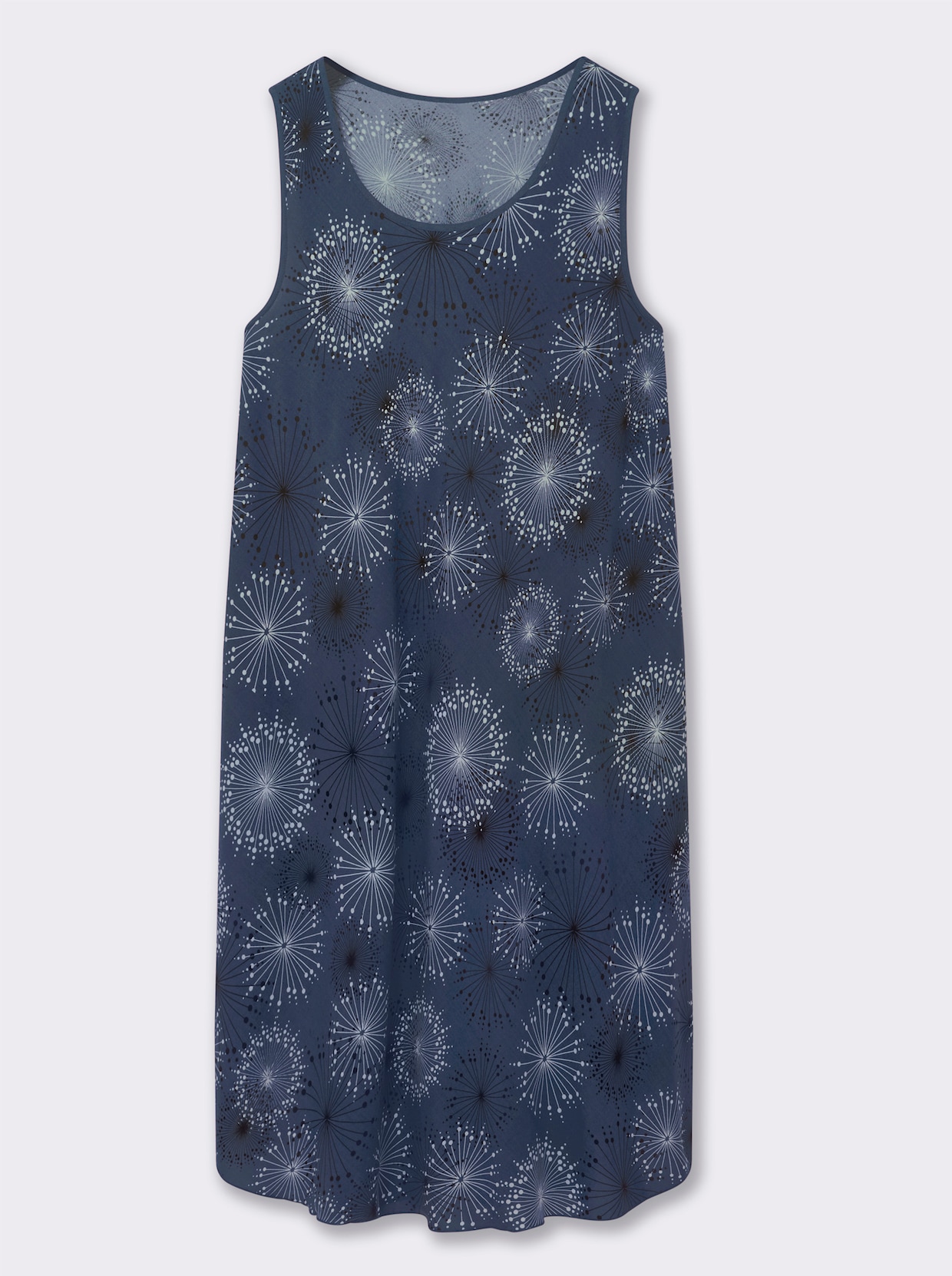 Druckkleid - rauchblau-graphit-bedruckt
