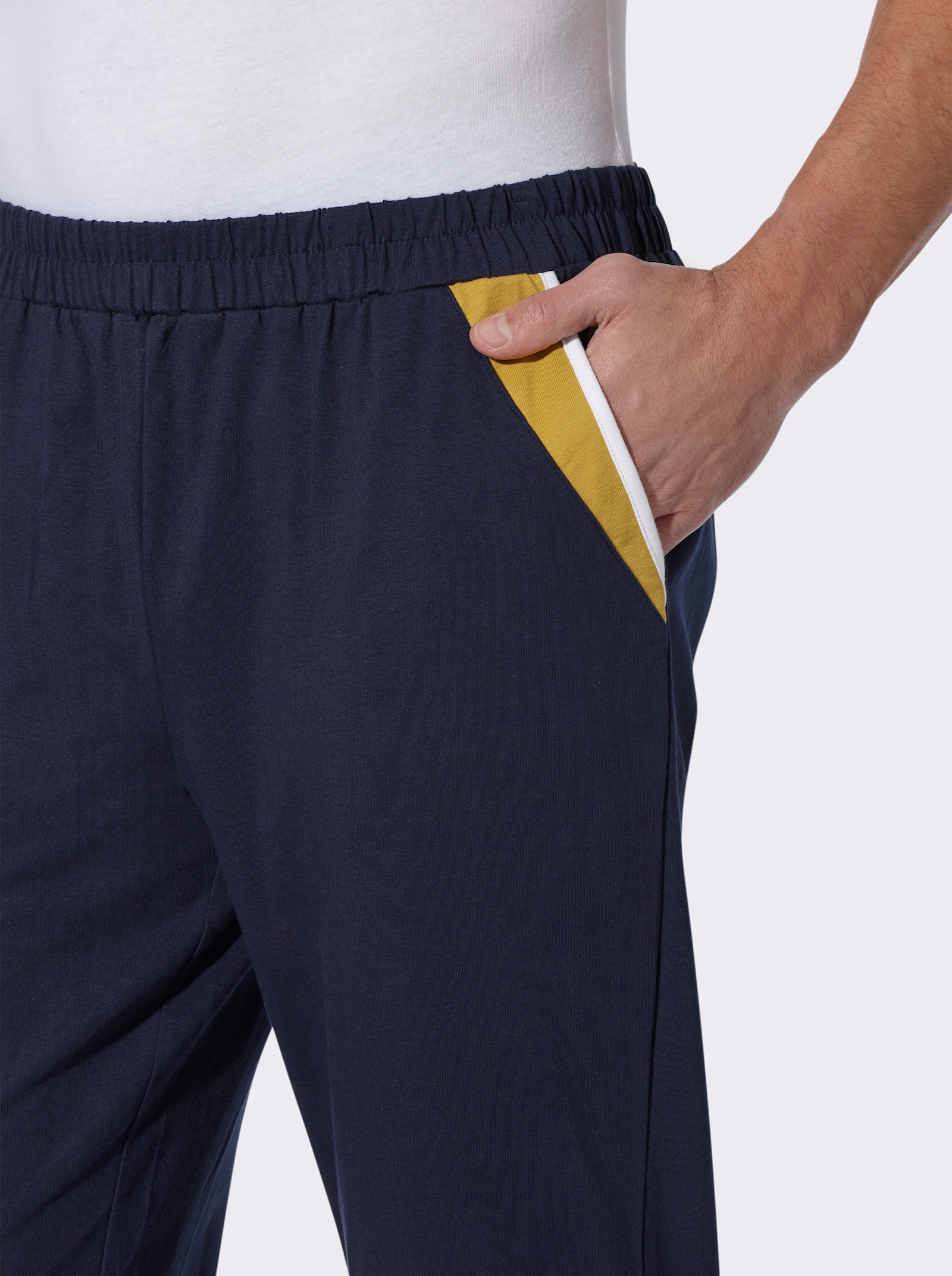 Freizeithose mit Kontrasteinsätzen - marine