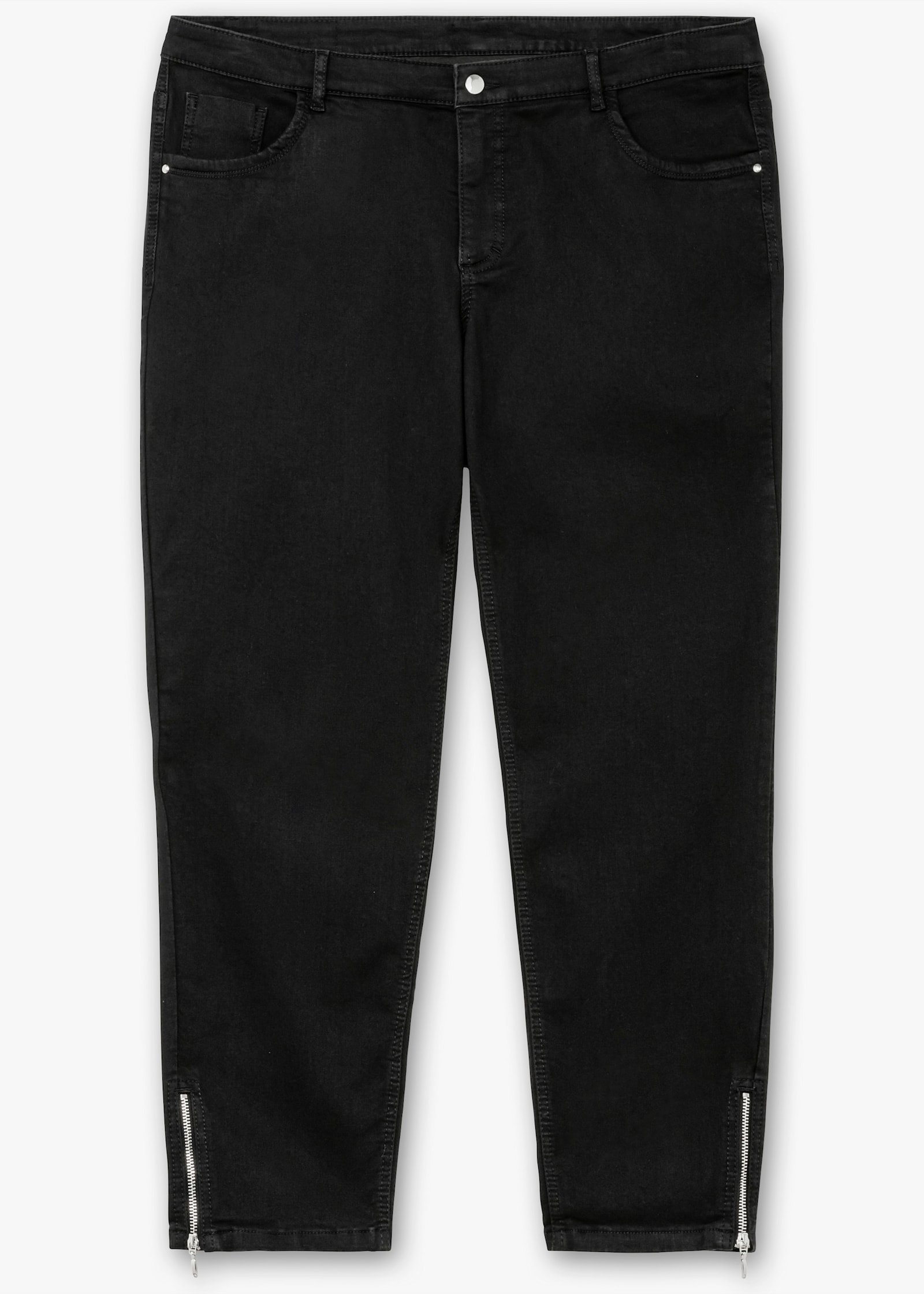 Ascari 5-Pocket-Jeans mit Strass-Applikation - schwarz