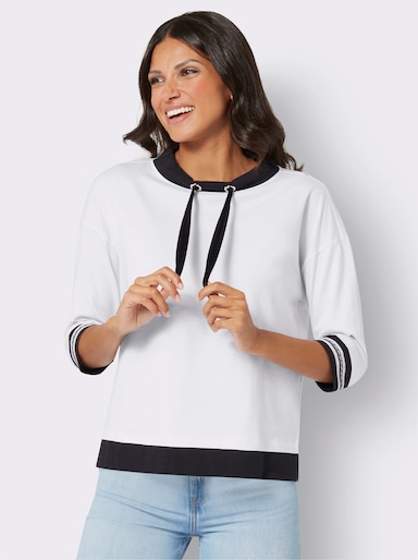 3/4-Arm-Shirt mit Kontrast-Abschlüssen - ecru-schwarz
