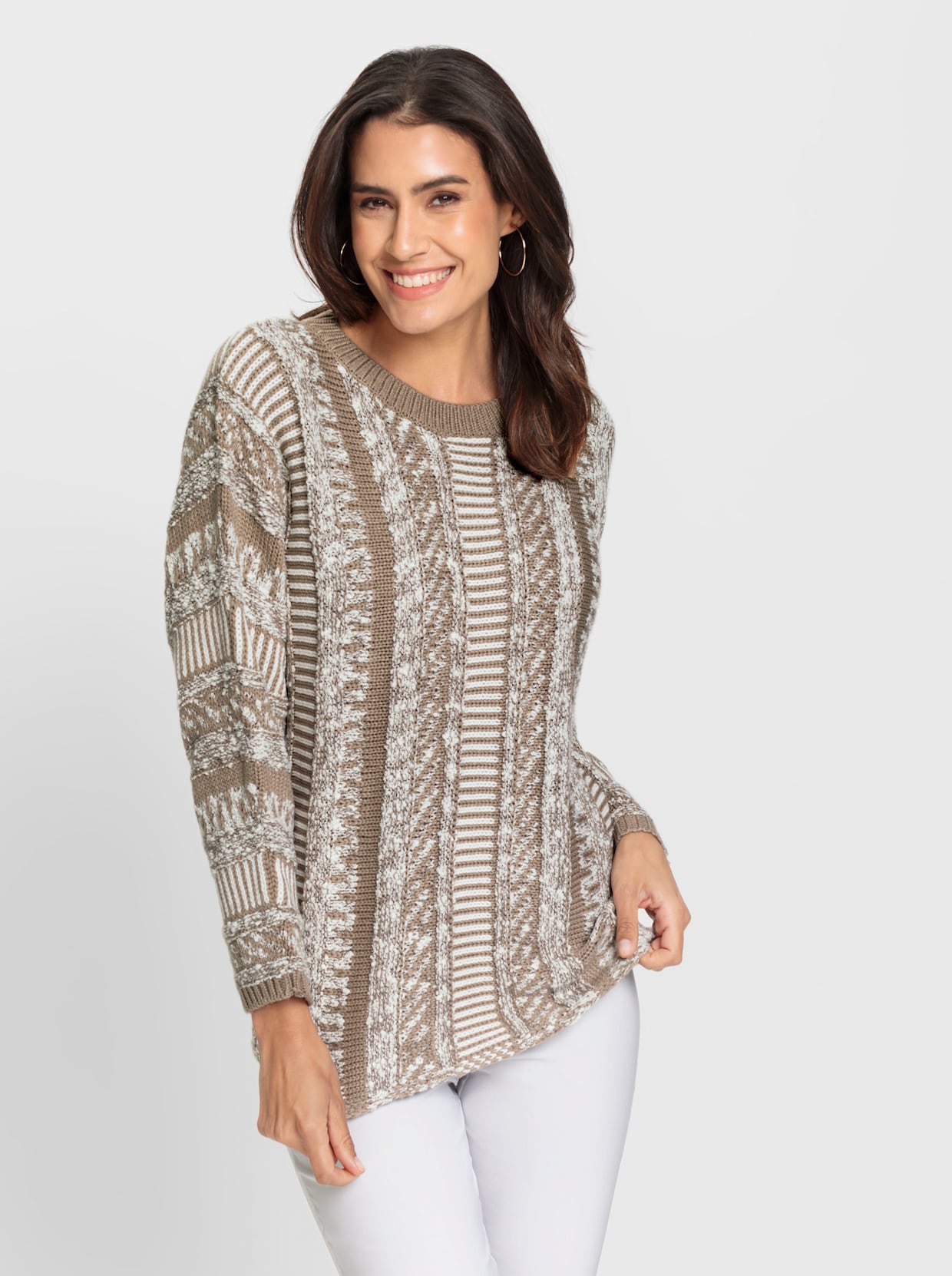 Pullover met lange mouwen - sesam/taupe gemêleerd
