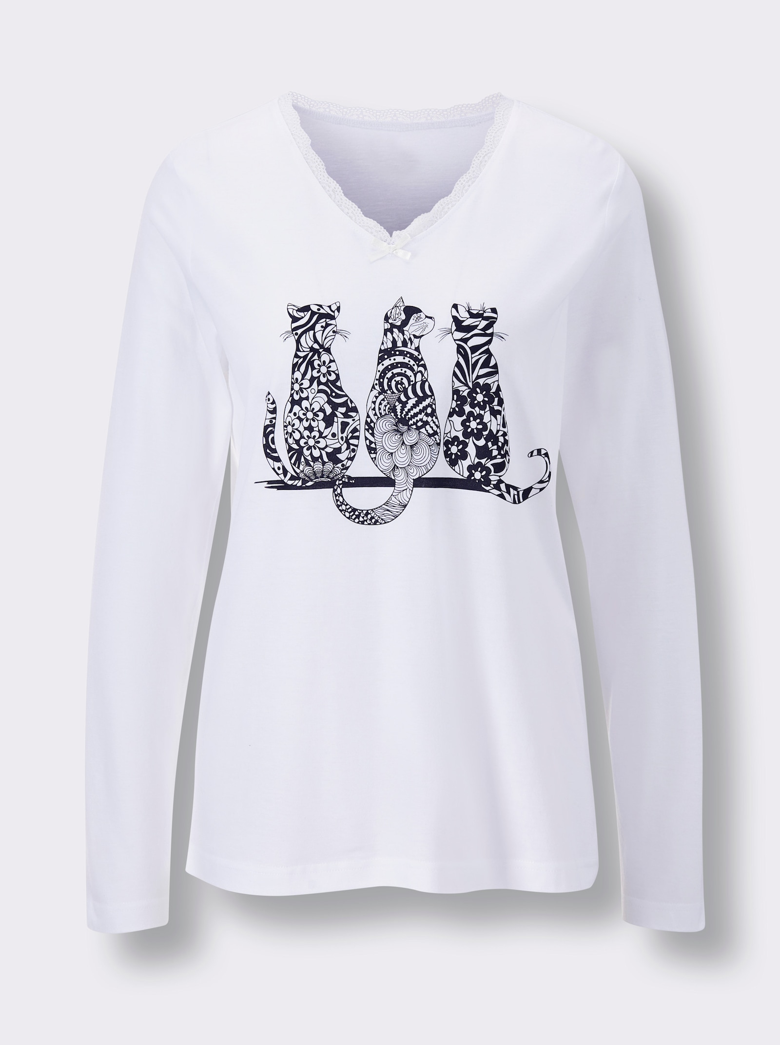 wäschepur Pyjama avec motif chats - noir-blanc imprimé