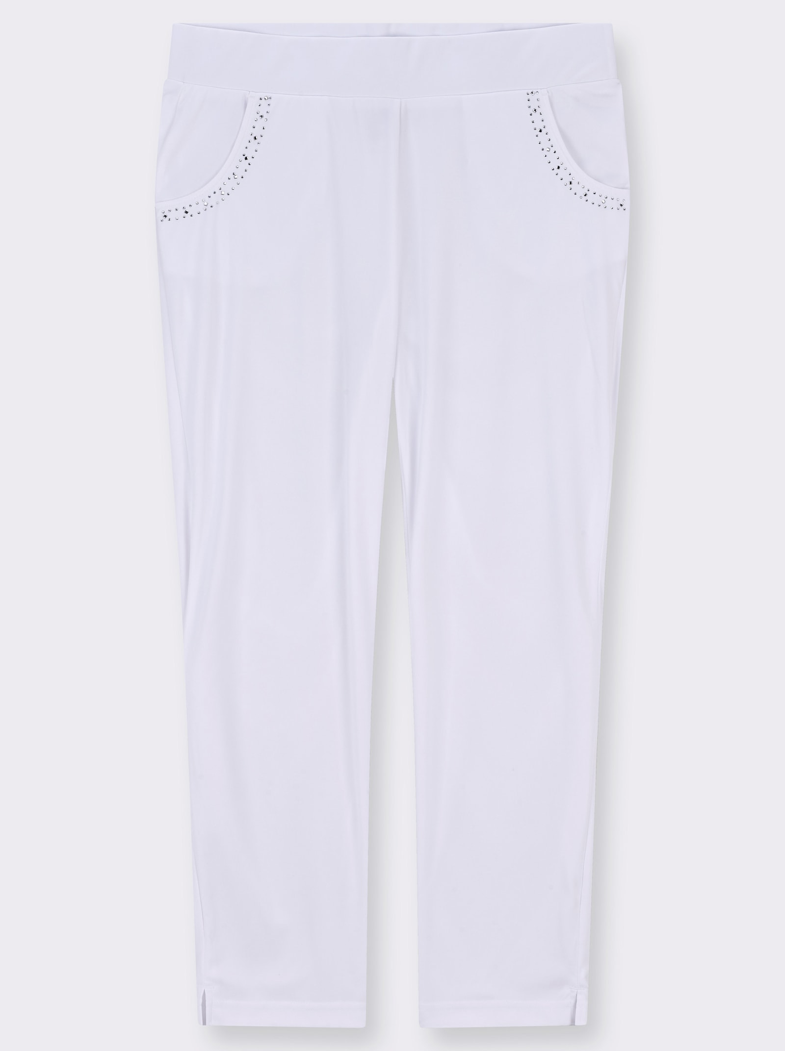 Schlupfhose mit Ziersteinchen - weiß
