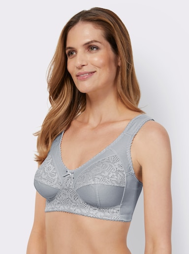 wäschepur Entlastungs-BH ohne Bügel mit Stretch-Spitze - silberfarben