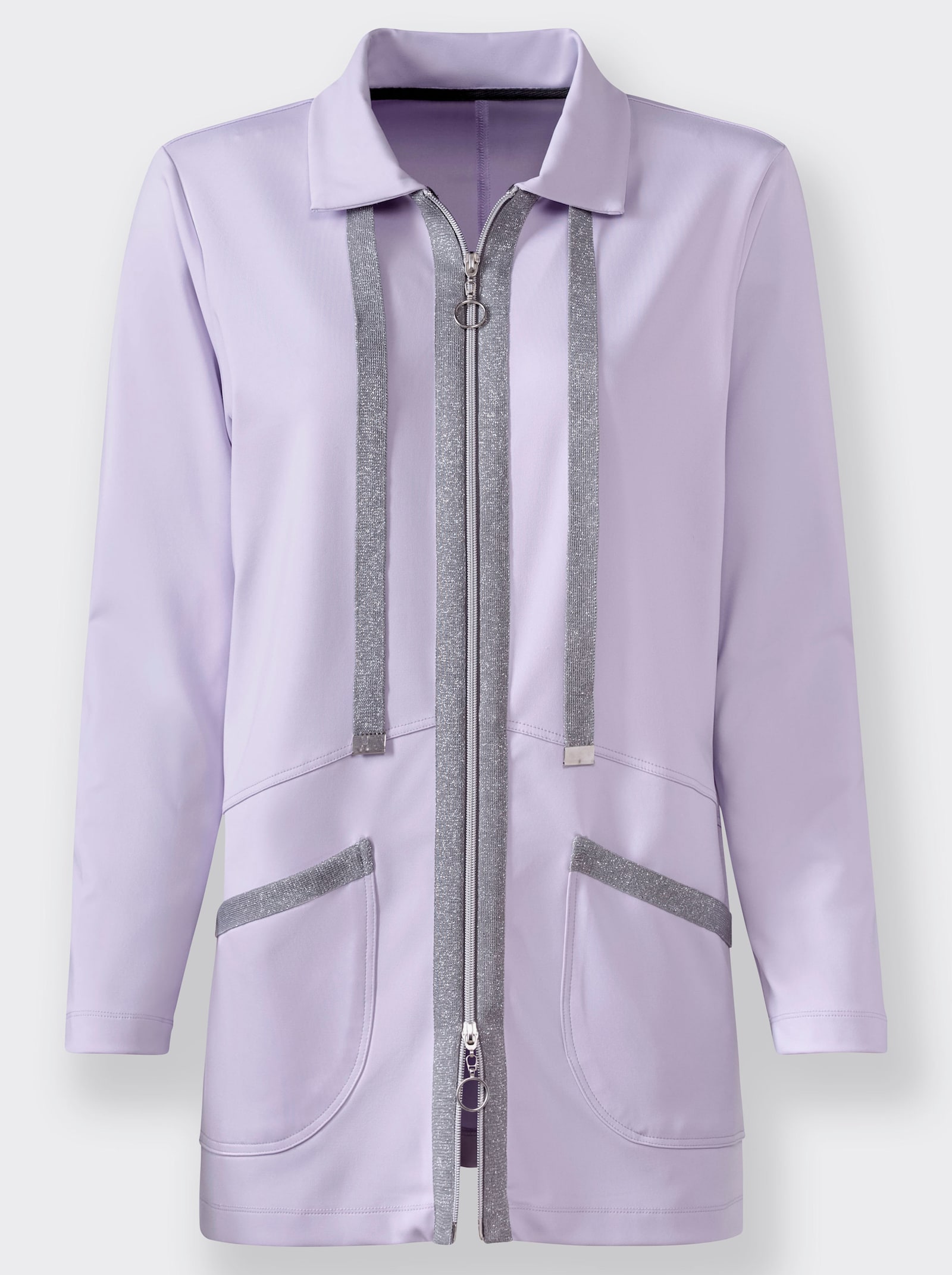 Shirtjacke mit Glitzer-Effekten - flieder