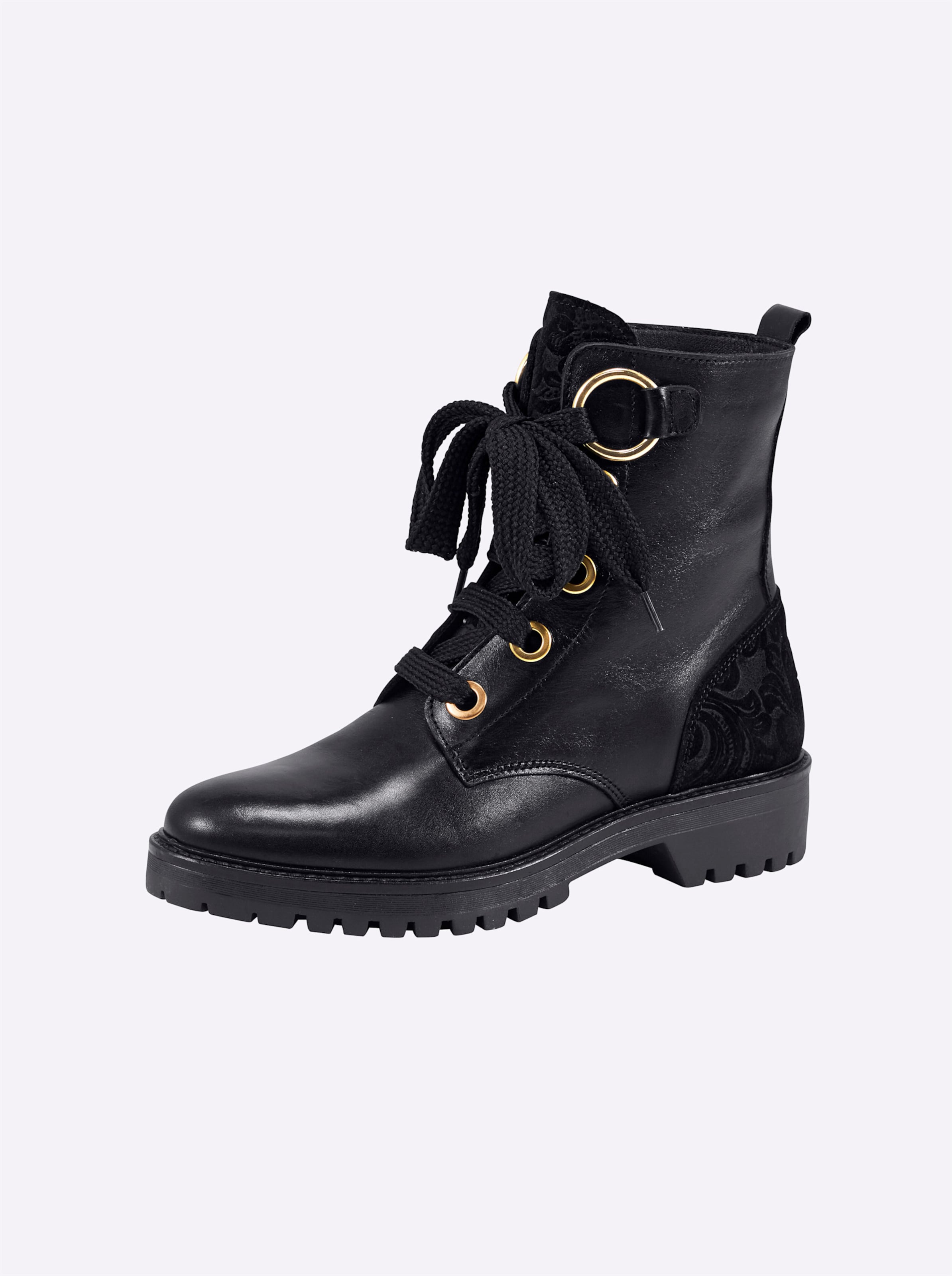 Witt Damen Schnürstiefelette, schwarz