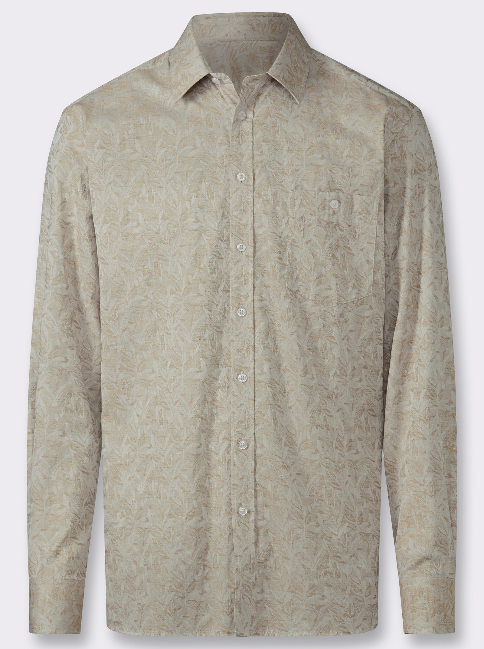 Marco Donati Langarmhemd mit Jacquard-Muster - khaki-gemustert